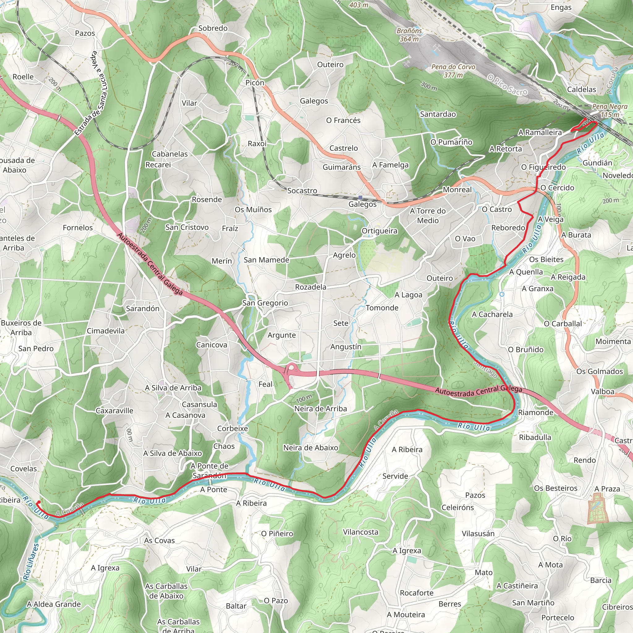 PR G 36 Sendeiro de San Xoán da Cova mobile static map