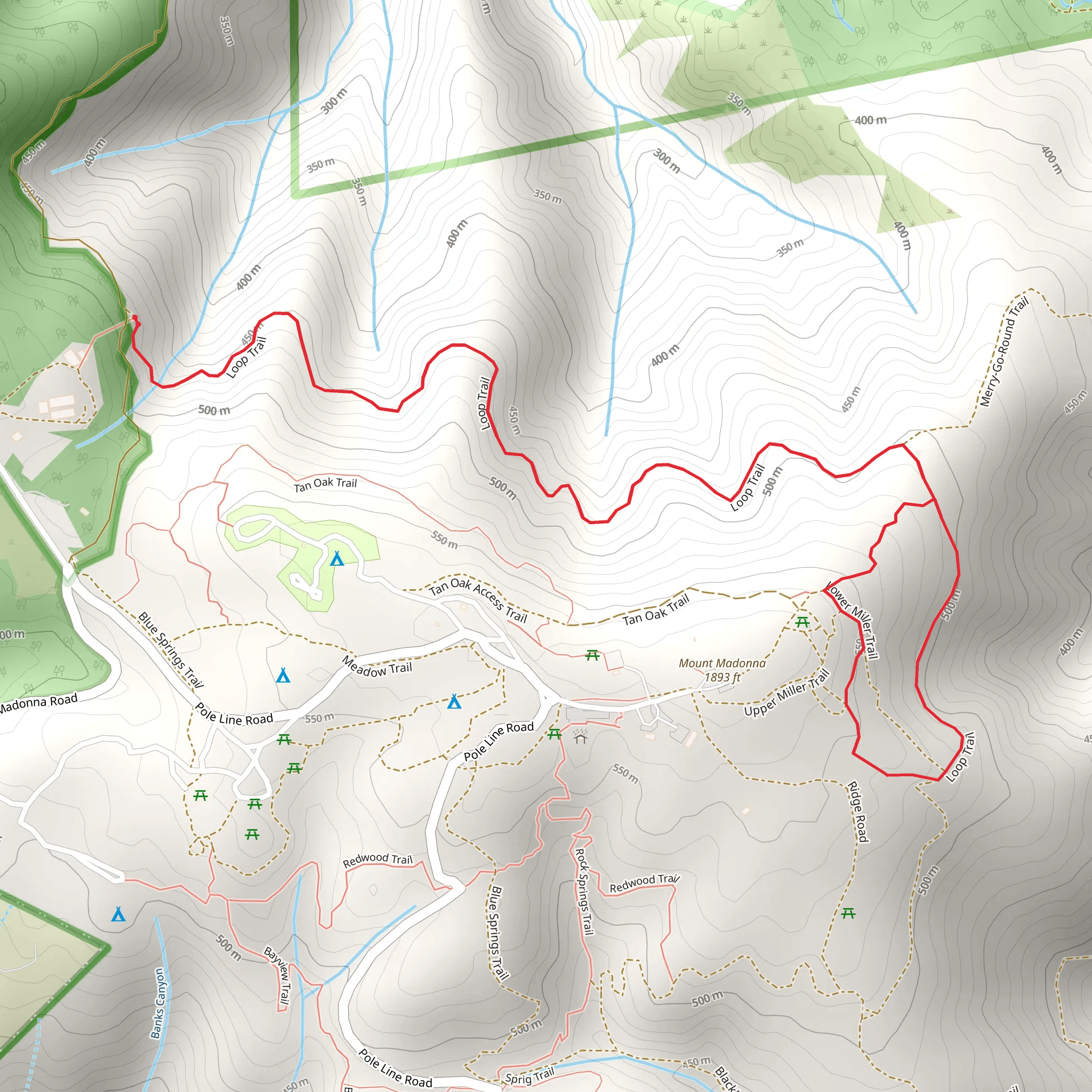 Bay Area Ridge Trail and Lower Miller Trail mobile static map