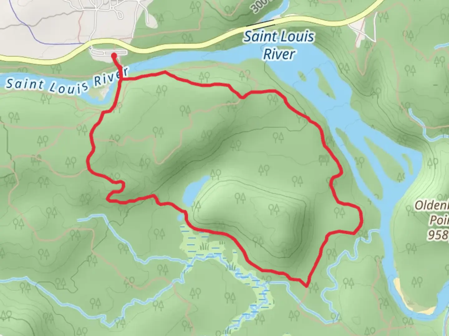 An image depicting the trail Loop along Saint Louis River and its surrounding area.