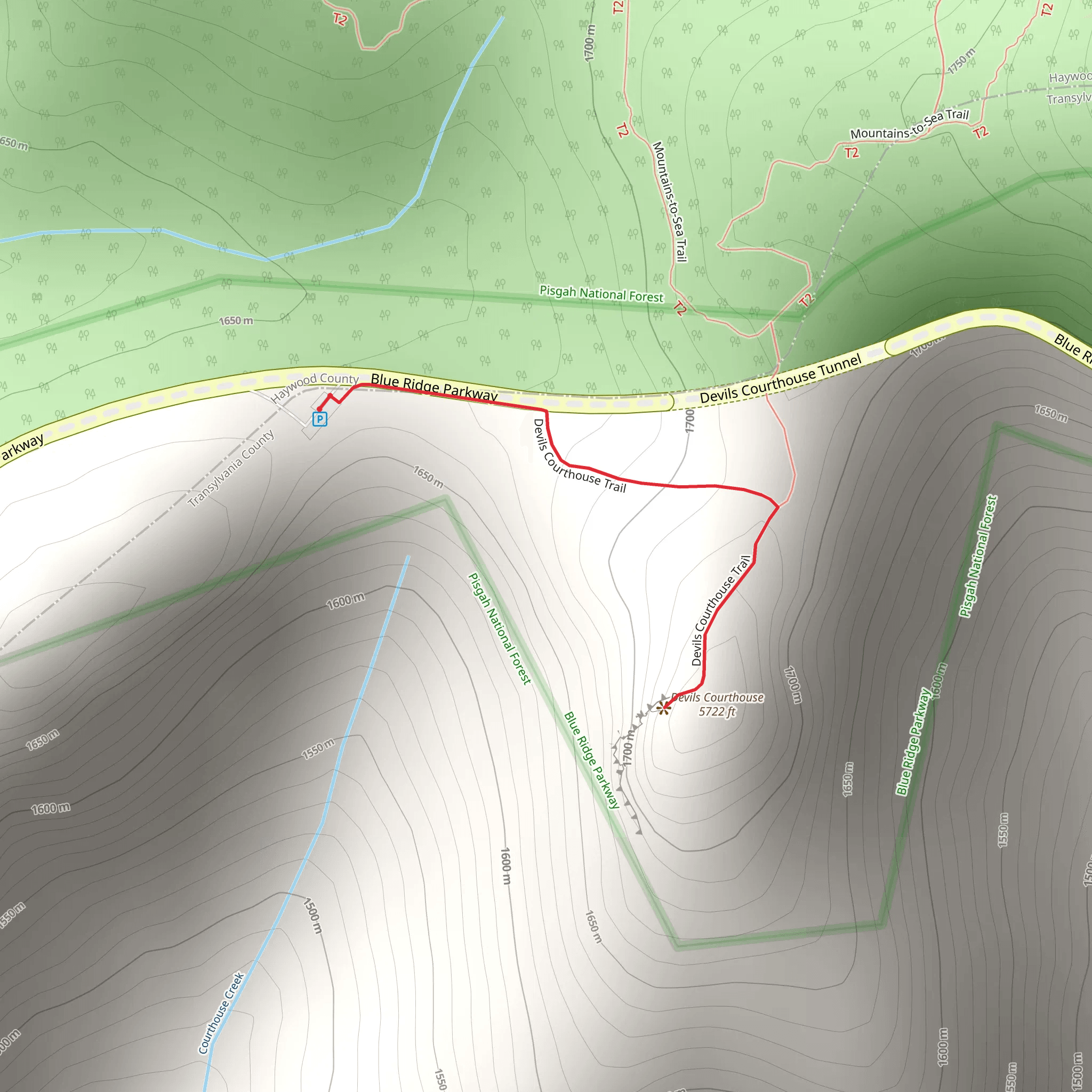 Devils Courthouse Trail mobile static map