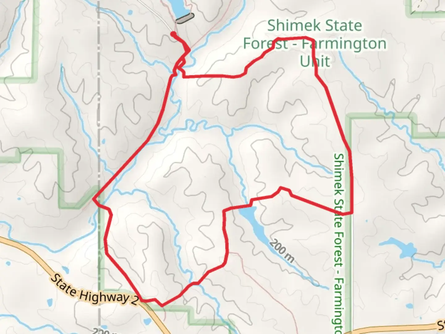 An image depicting the trail Shimek Forest Nature Loop and its surrounding area.