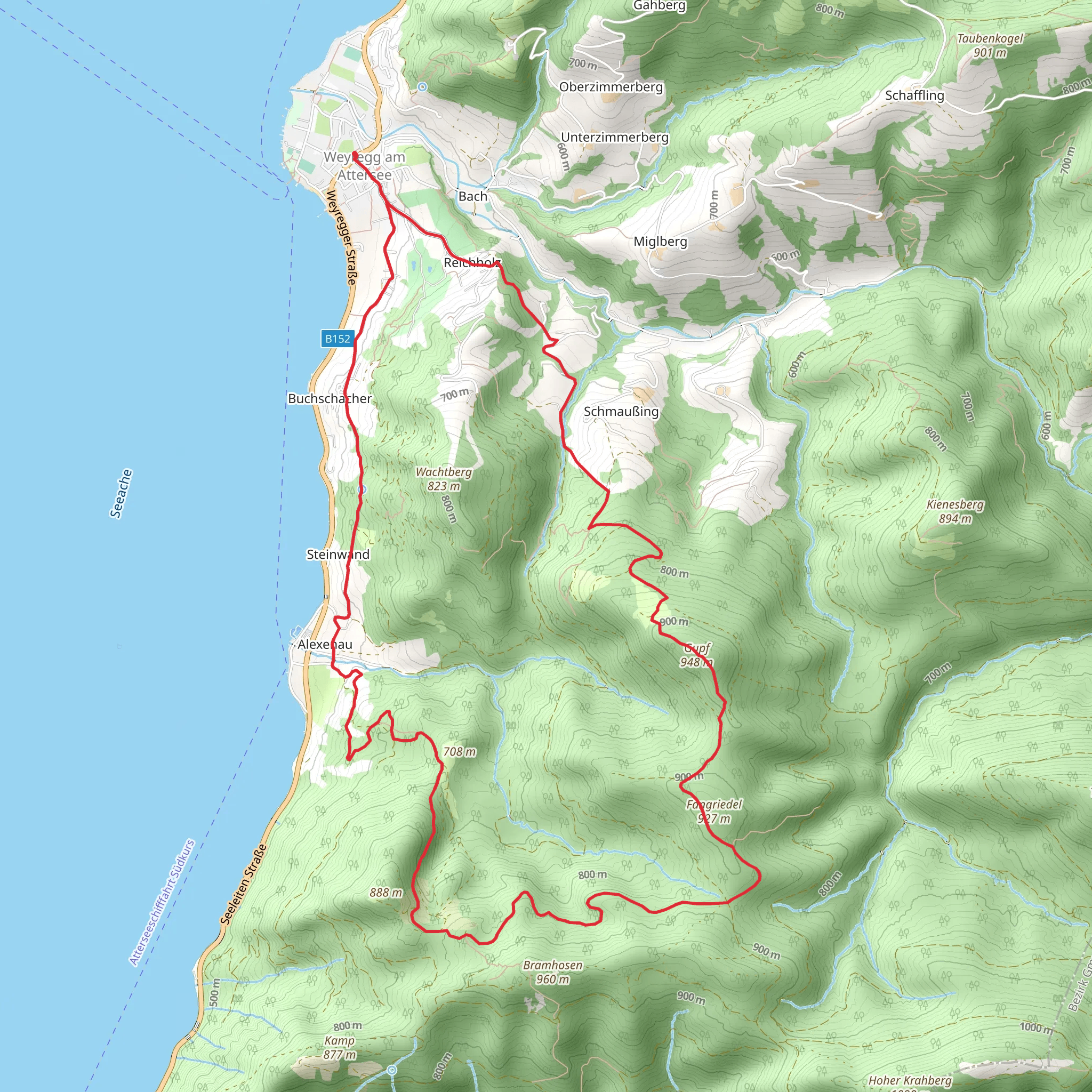 Weyregg - Gupf - Praterstern - Seeleiten - Alexenau Loop mobile static map
