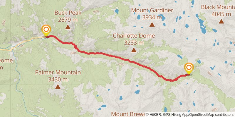 Rae Lakes Loop stage 4 Map