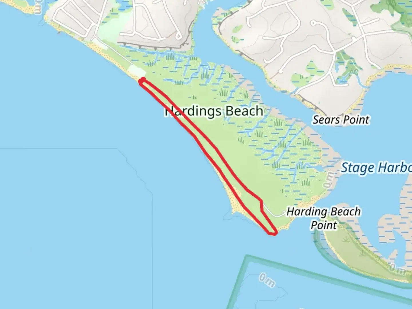 An image depicting the trail Harding Beach Loop and its surrounding area.
