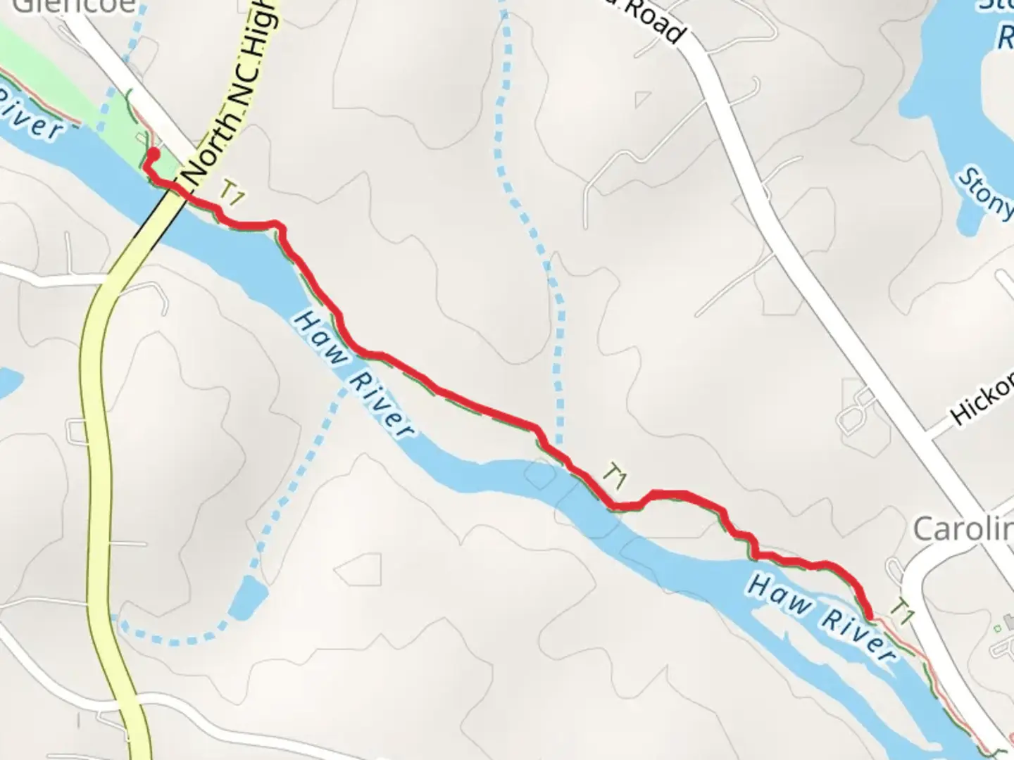 An image depicting the trail Haw River Trail - Short from Glencoe and its surrounding area.