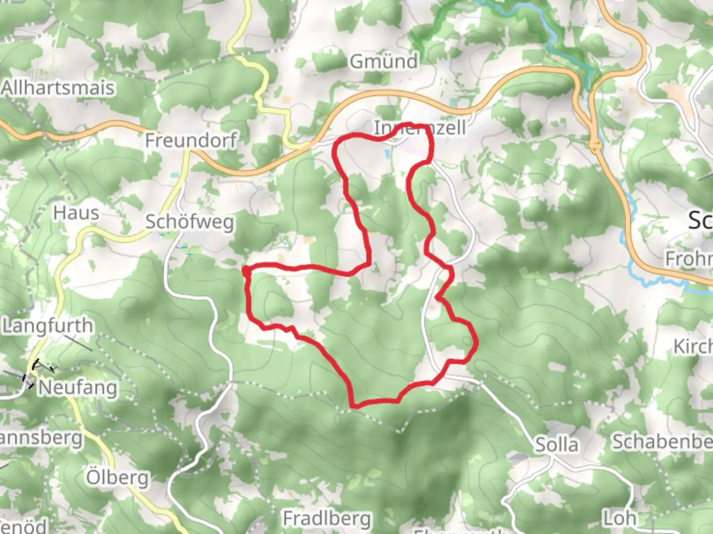 An image depicting the trail Aschenstein Loop and its surrounding area.