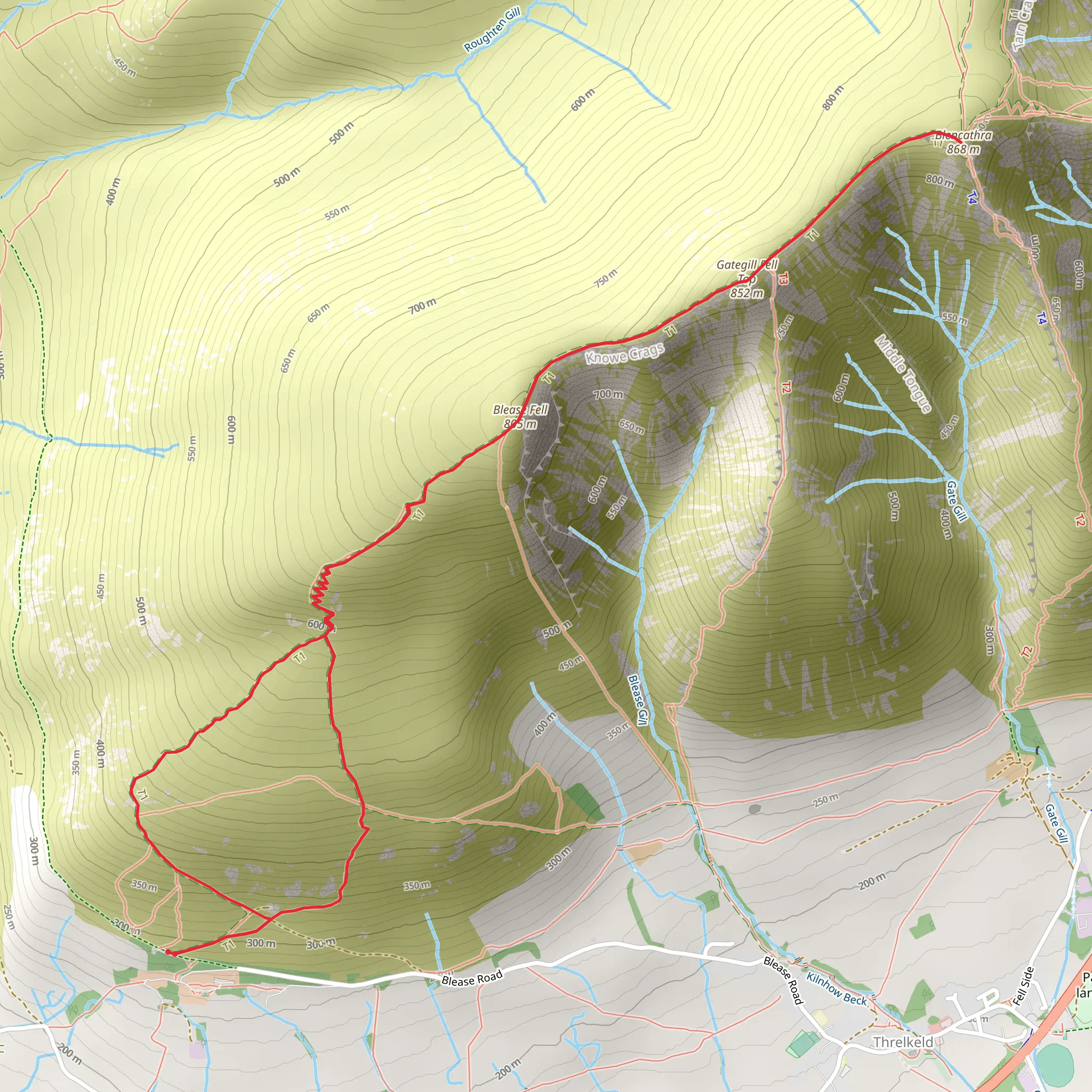 Blease Fell and Blencathra mobile static map