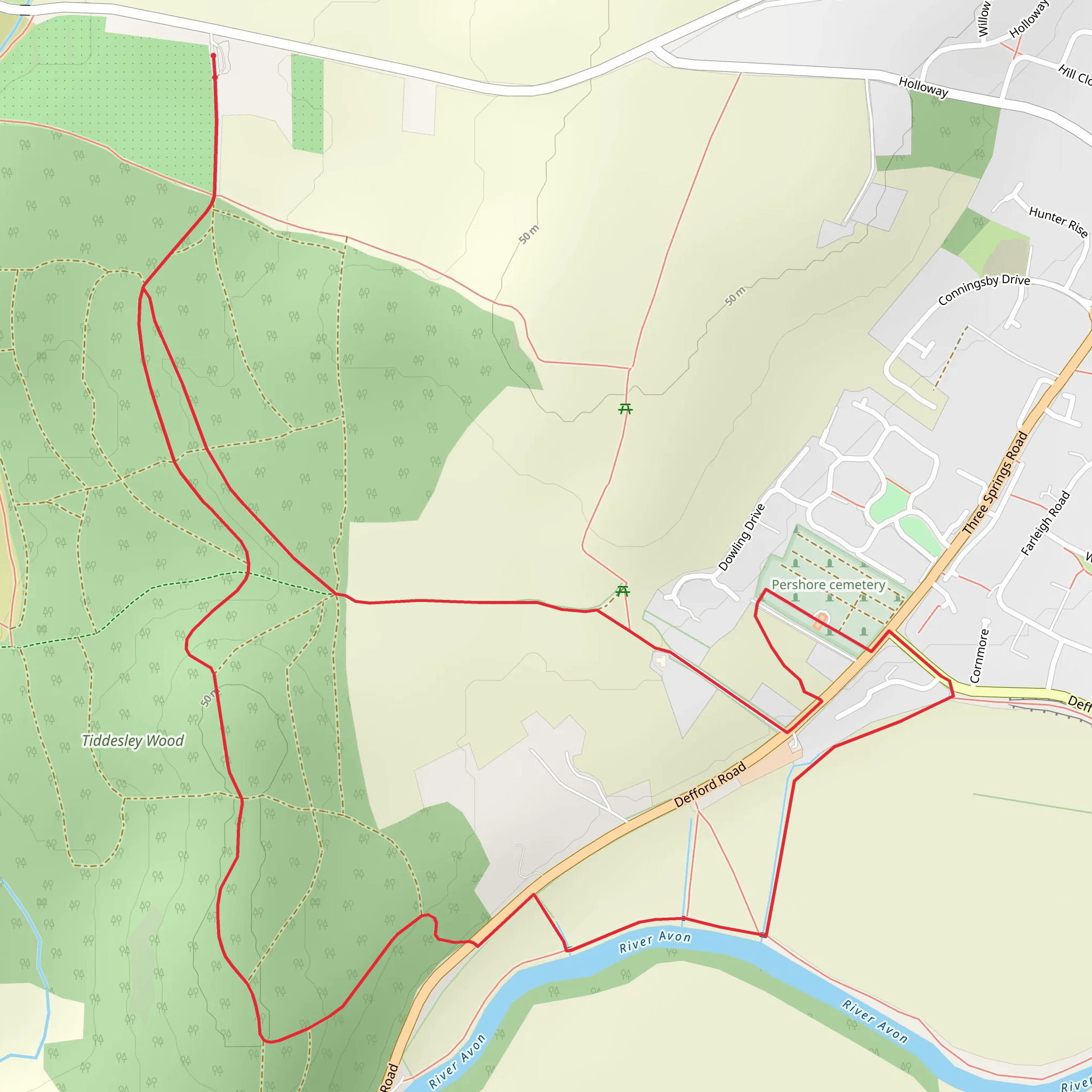 Tiddesley Wood Long Loop mobile static map