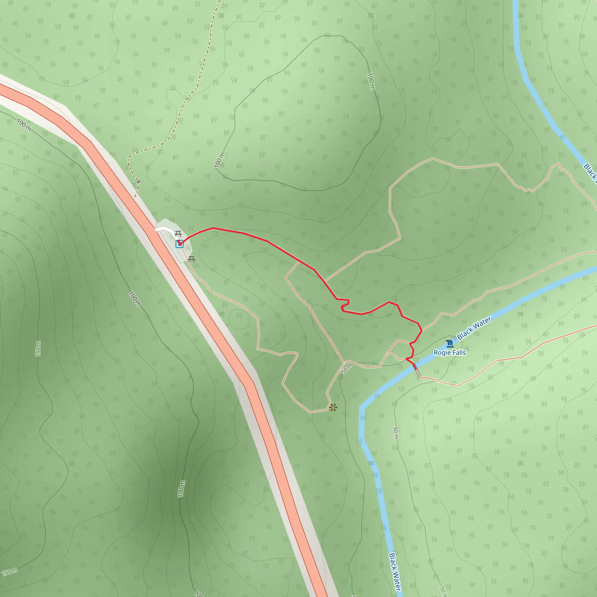 Rogie Falls via Salmon Trail mobile static map