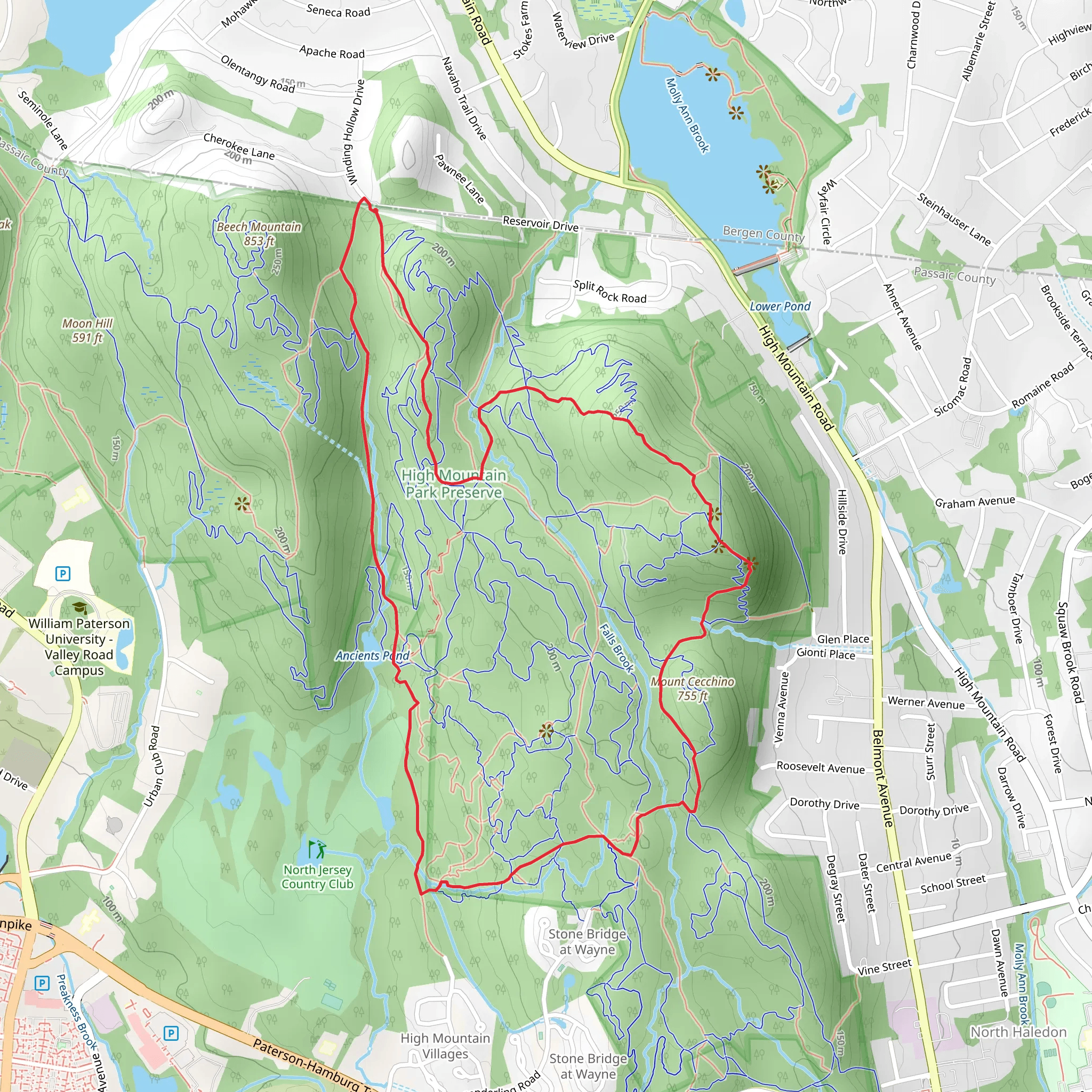 High Mountain and Mount Cecchino Loop via Yellow and White Trail mobile static map