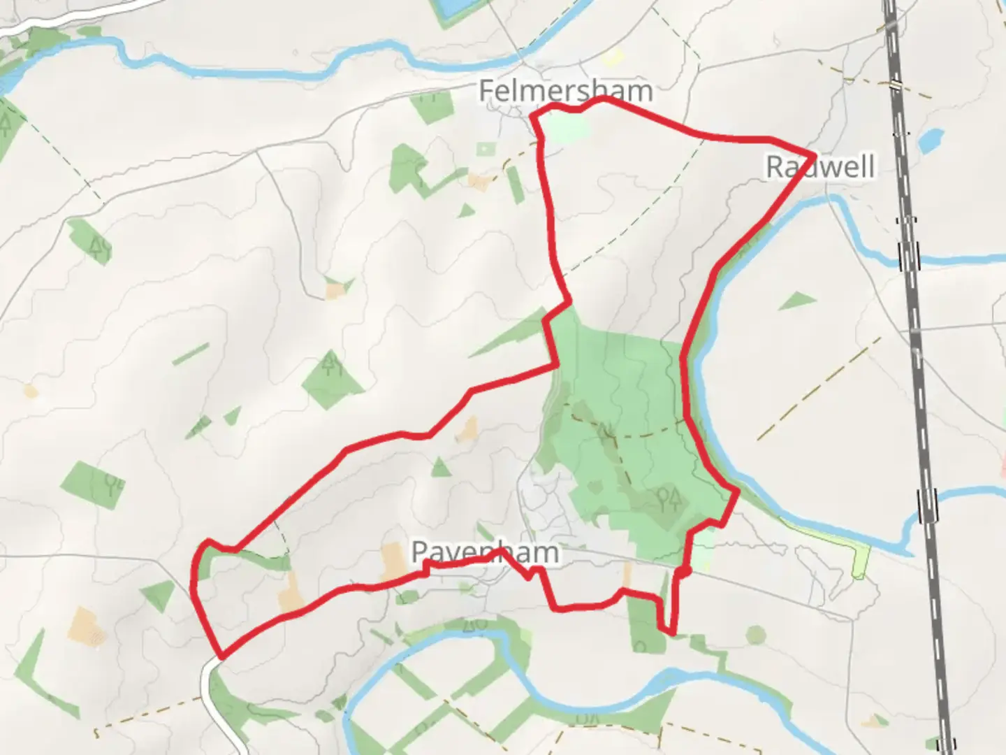An image depicting the trail Pavenham and Radwell CIrcular Walk and its surrounding area.