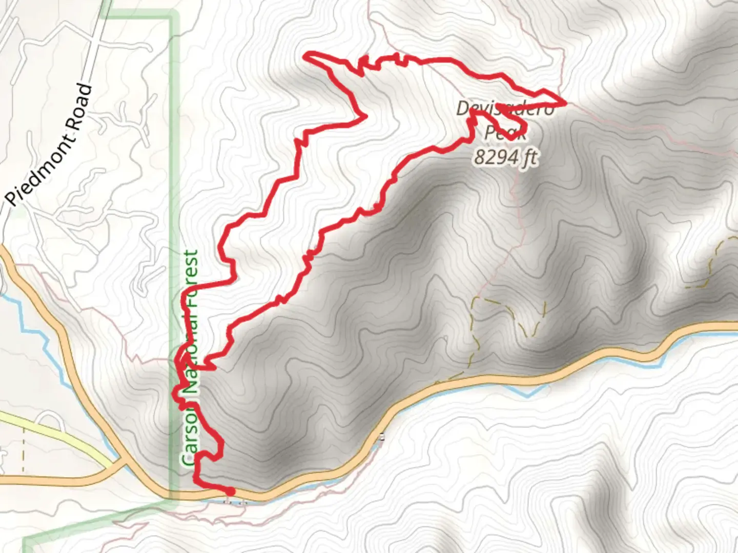 An image depicting the trail Devisadero Peak Loop Trail and its surrounding area.