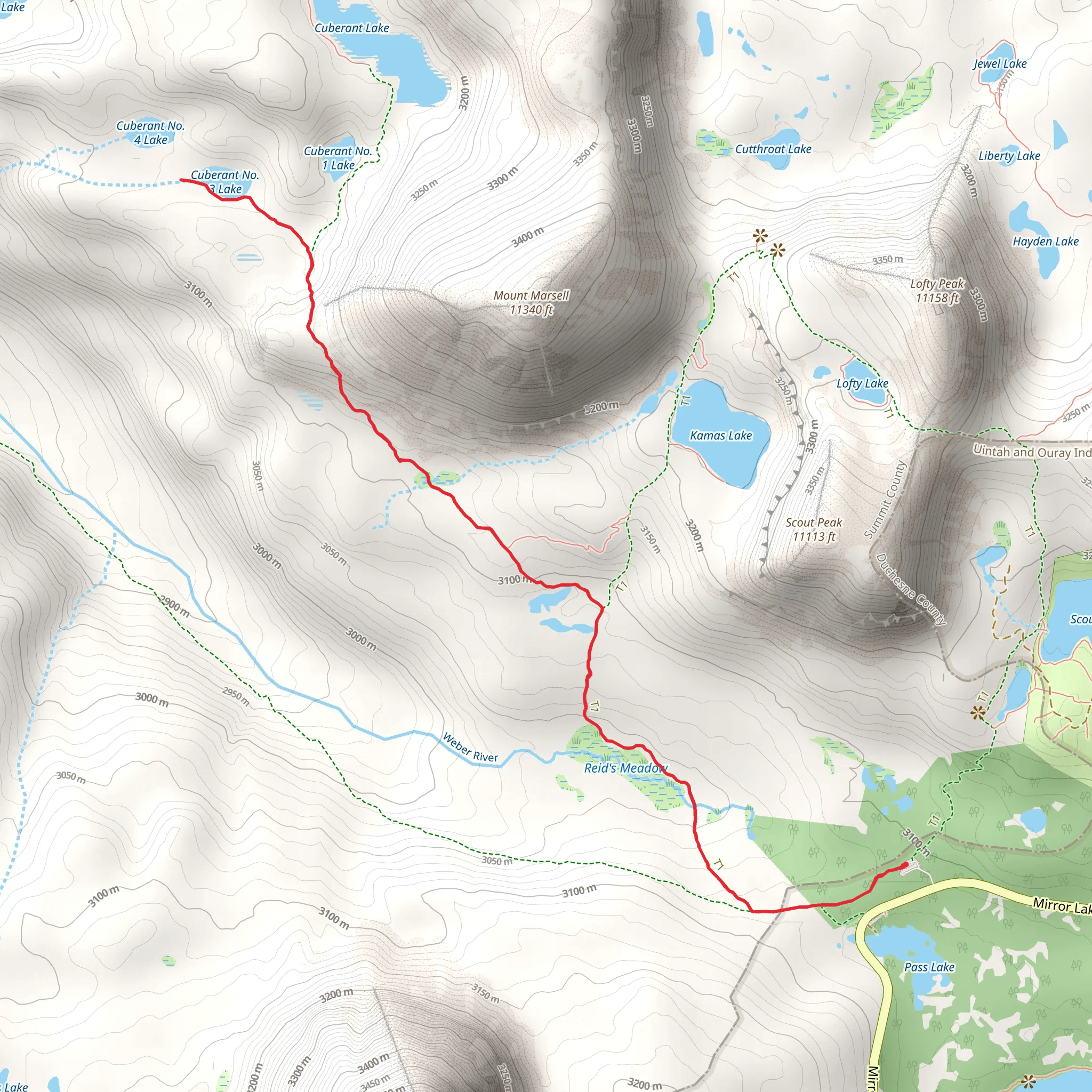 Cuberant Number 3 Lake via Cuberant Lake Trail mobile static map