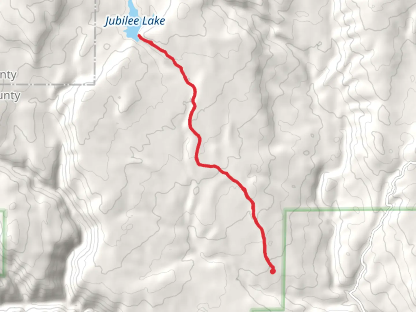 An image depicting the trail Jubilee Lake Trail and its surrounding area.