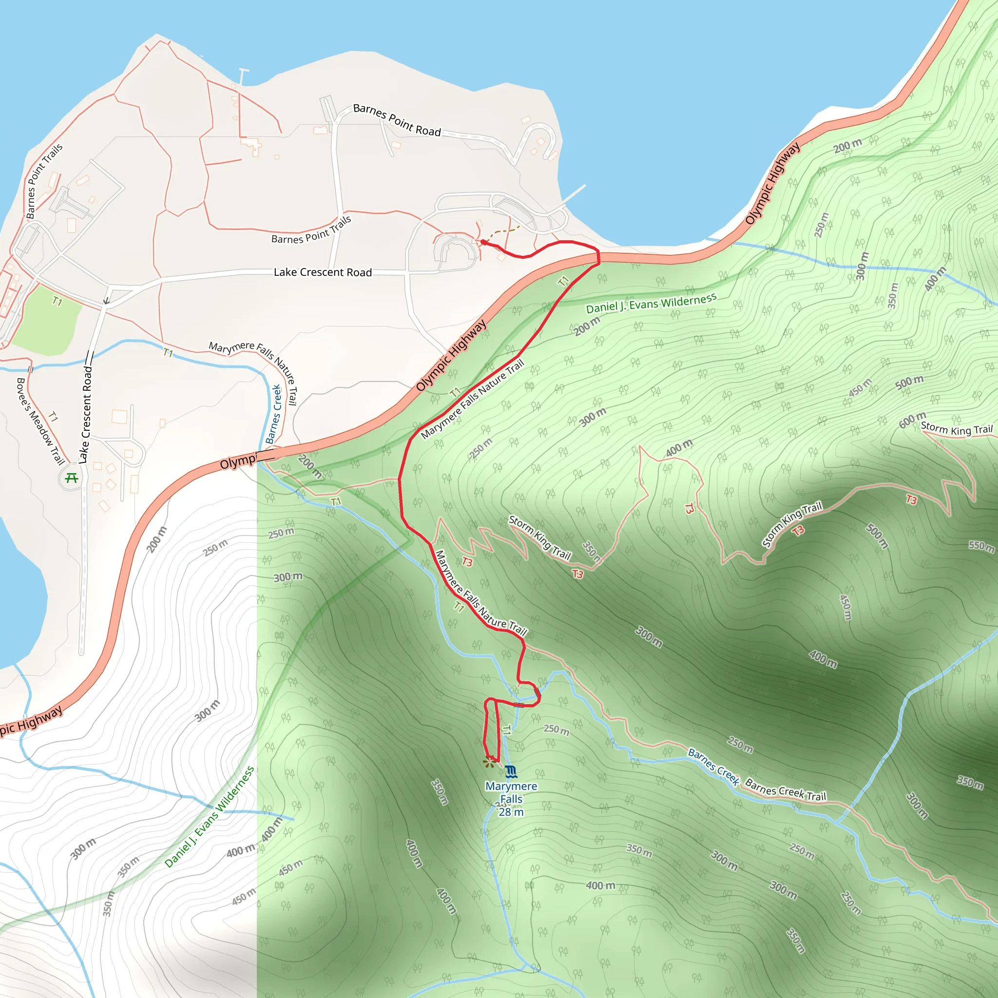 Marymere Falls Nature Trail and Marymere Falls Loop mobile static map
