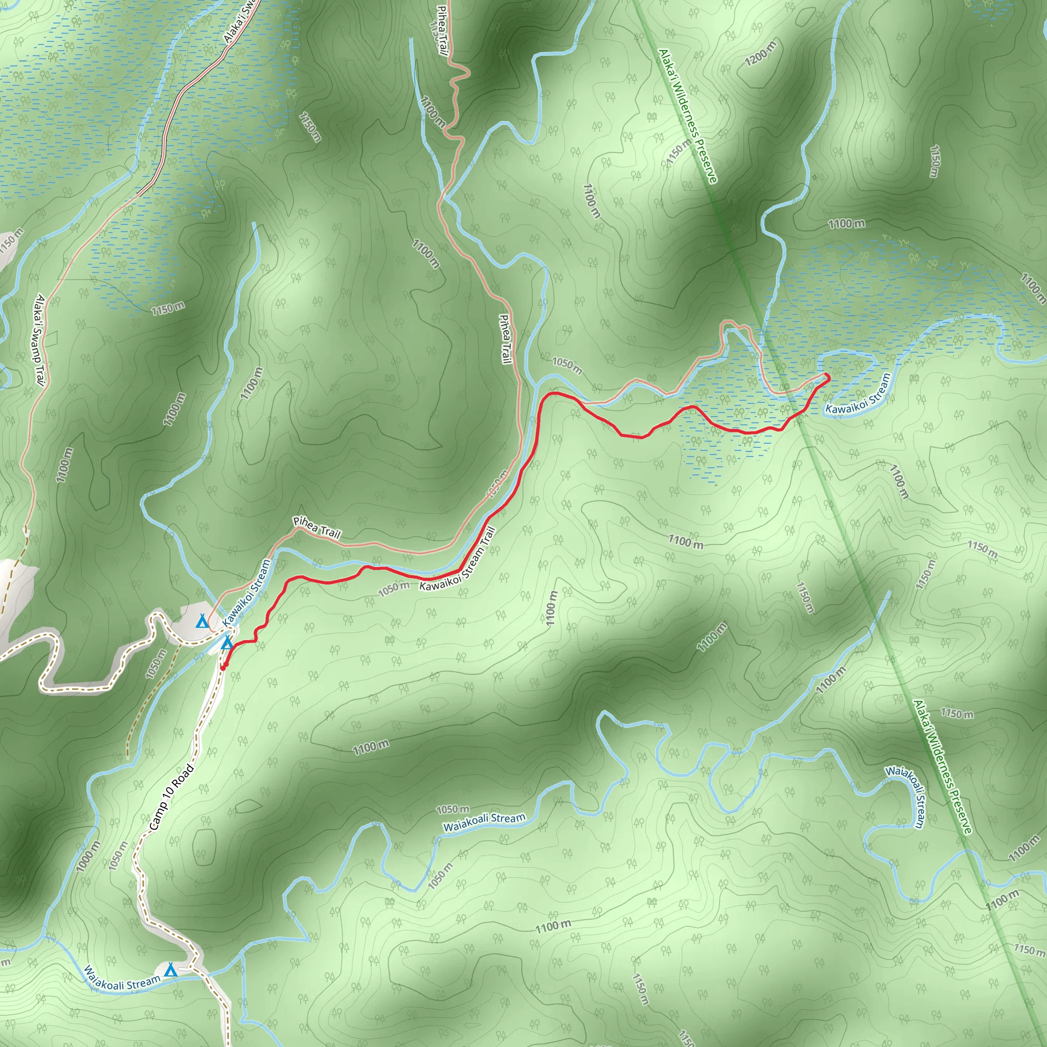 Kawaikoi Stream Trail mobile static map