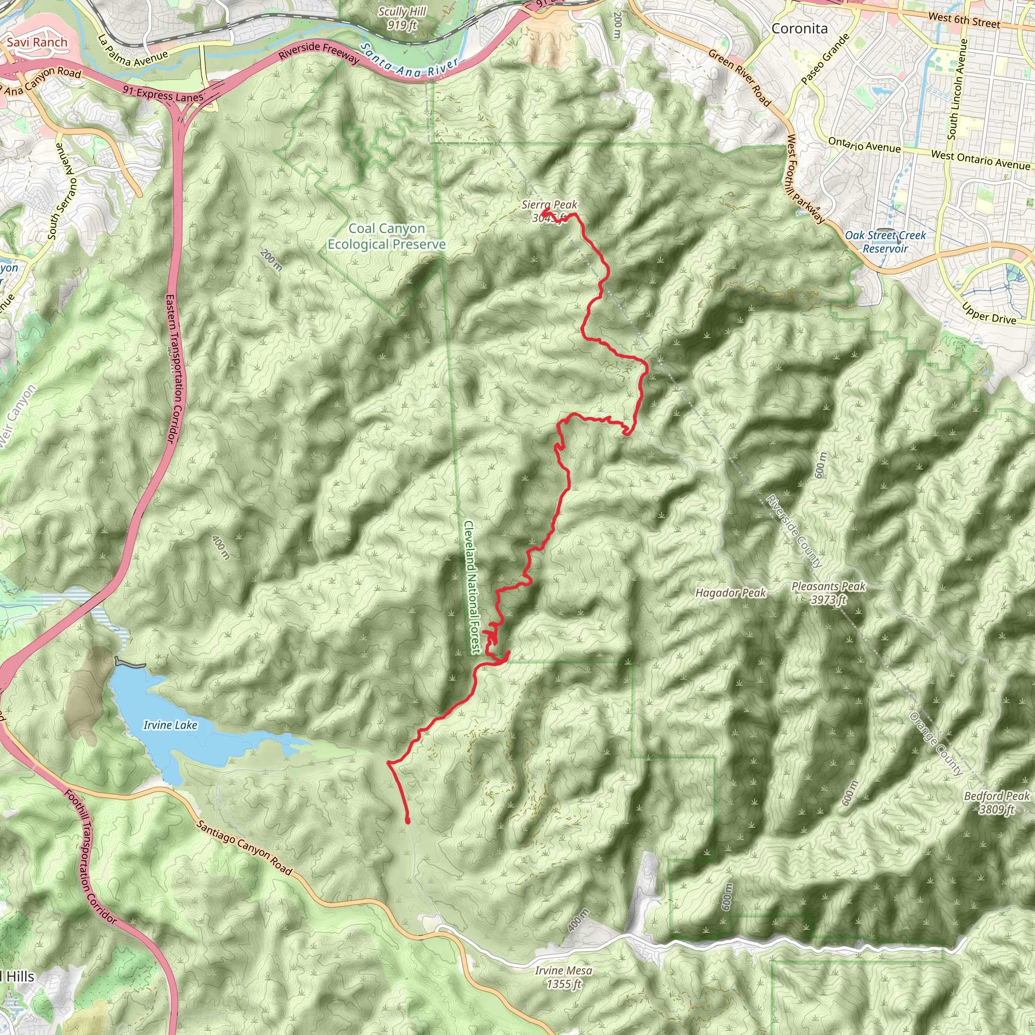 Sierra Peak via North Main Divide Road mobile static map
