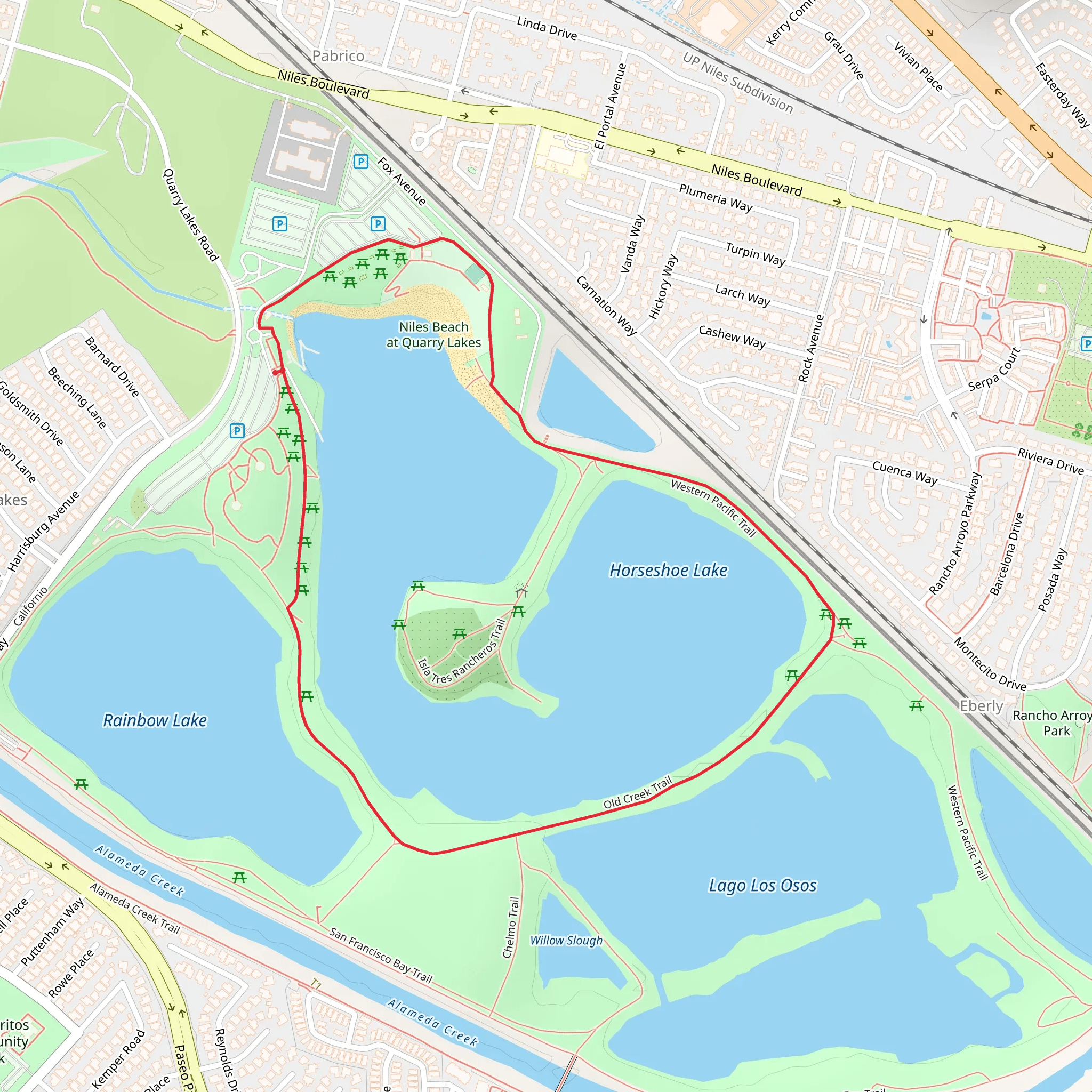 Horseshoe Lake Loop mobile static map