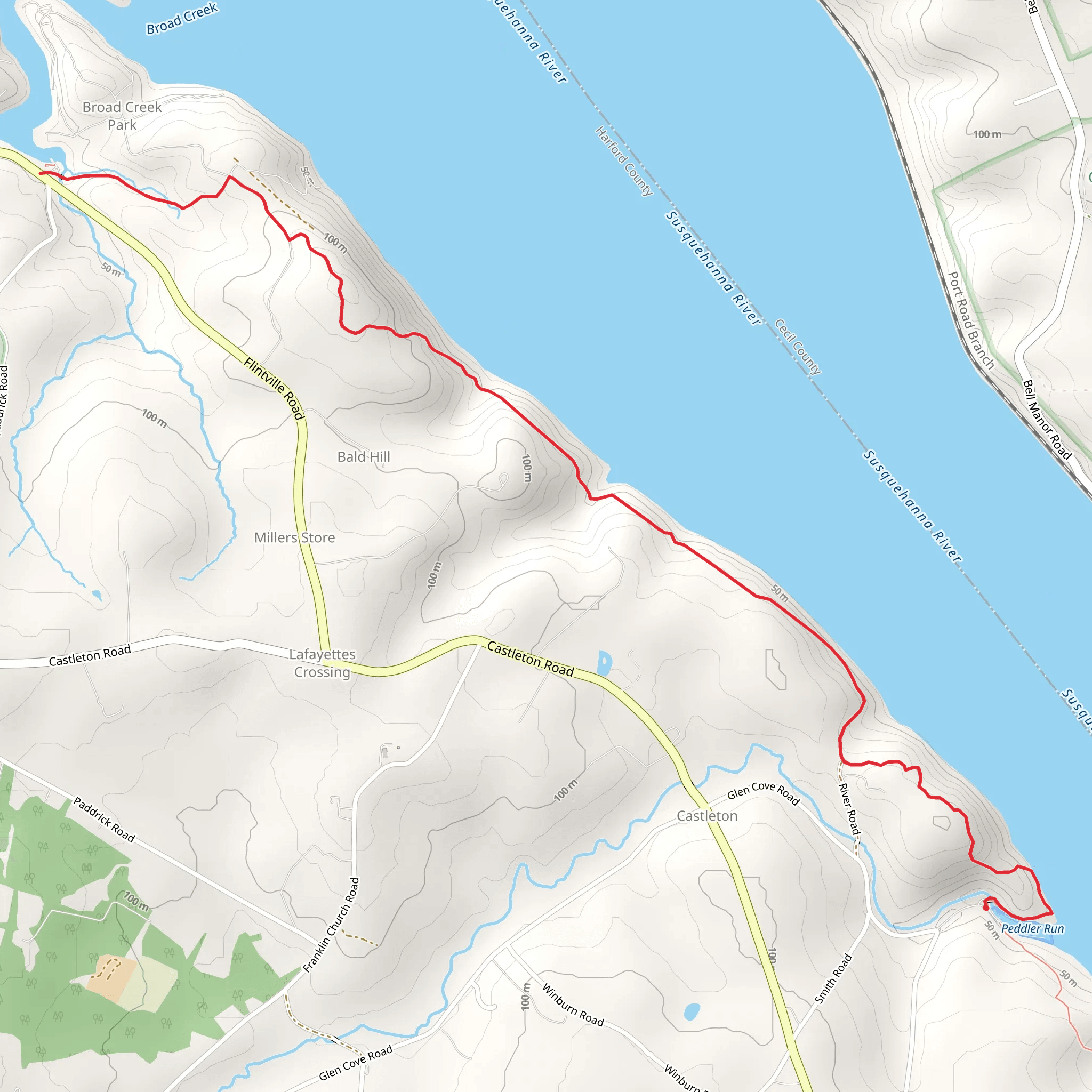 Board Creek via Mason - Dixon Trail mobile static map