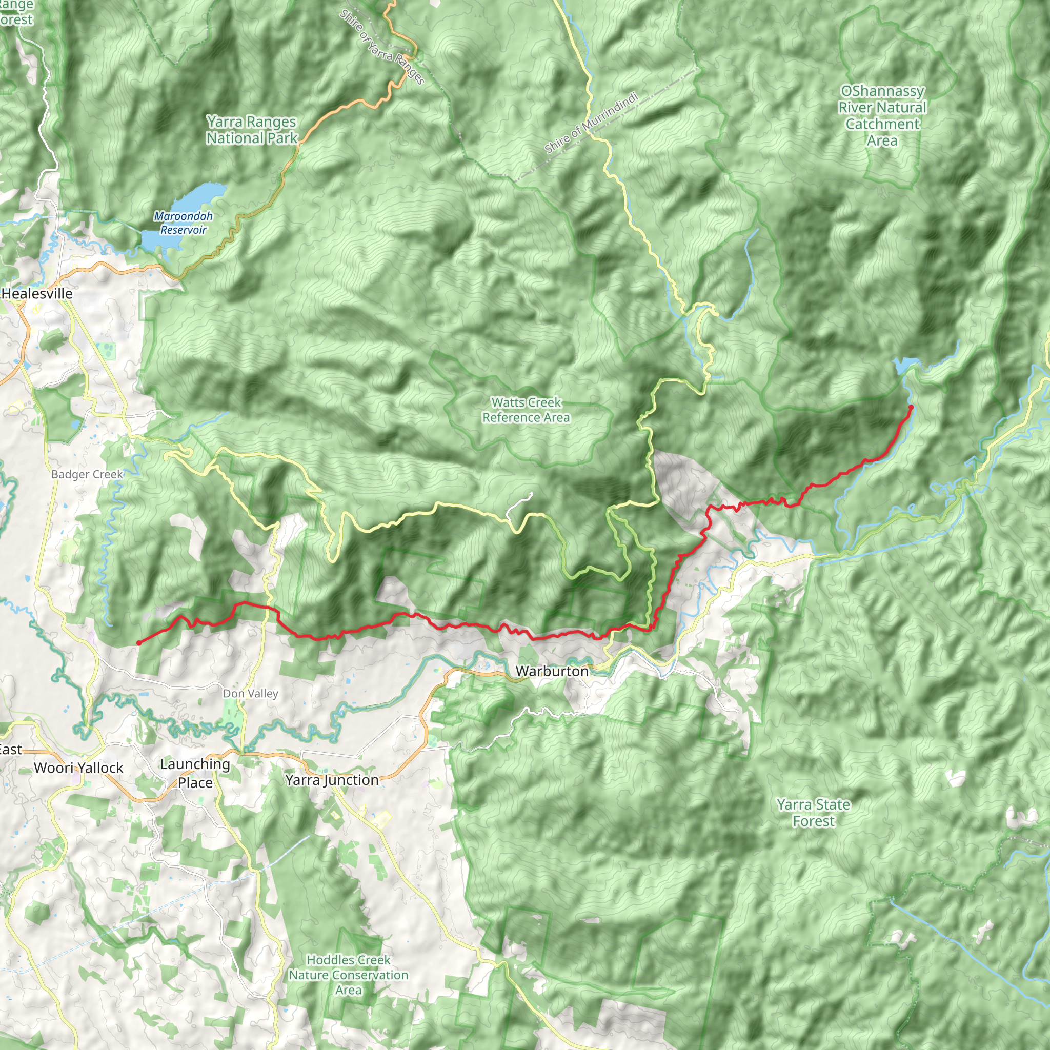 O'Shannassy Aqueduct Trail mobile static map