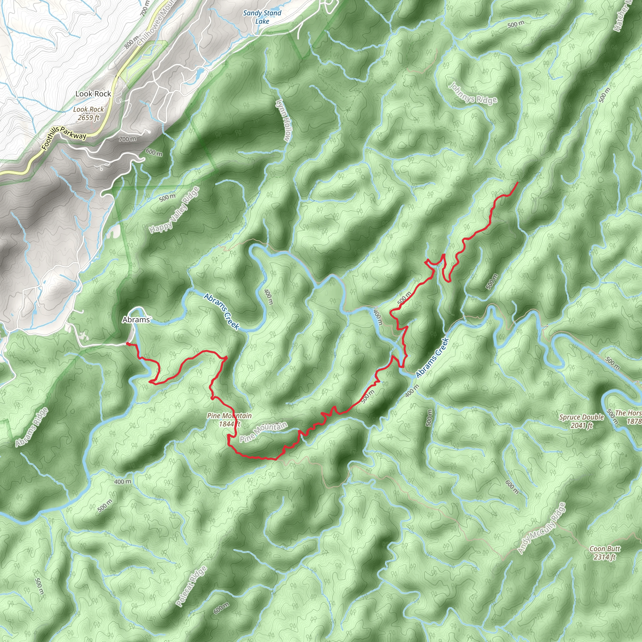 Hatcher Mountain via Rabbit Creek Trail mobile static map