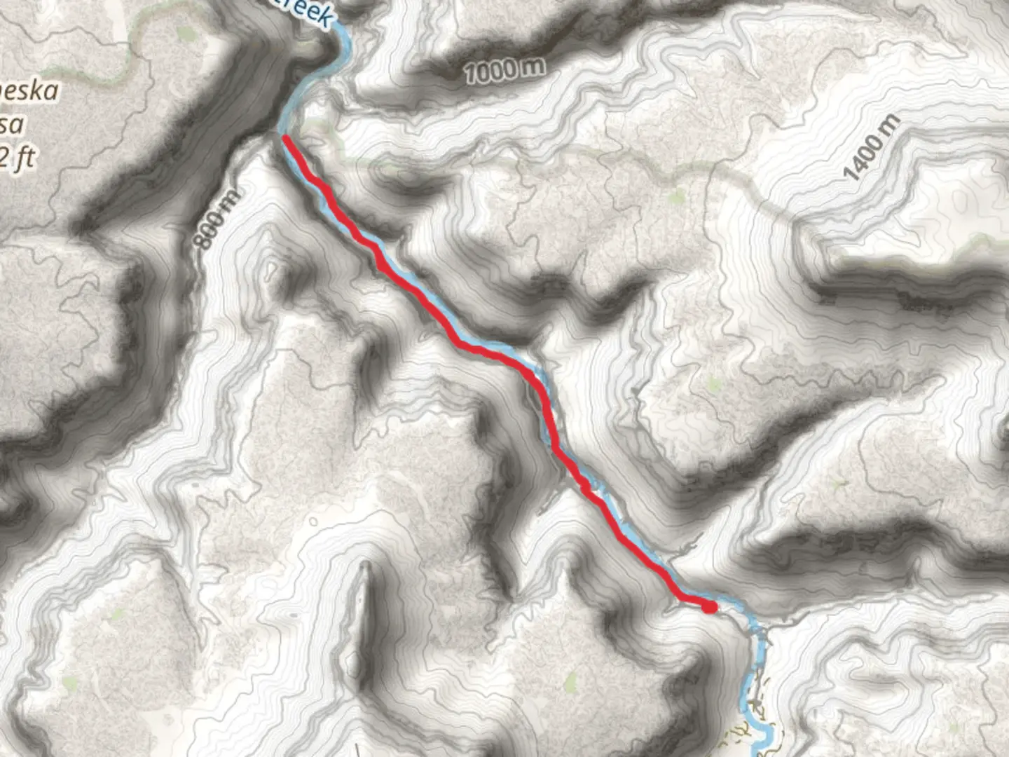 An image depicting the trail Havasu Creek and Havasu Campground and its surrounding area.