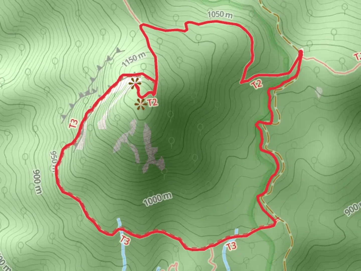 An image depicting the trail Hawksbill Mountain Loop and its surrounding area.