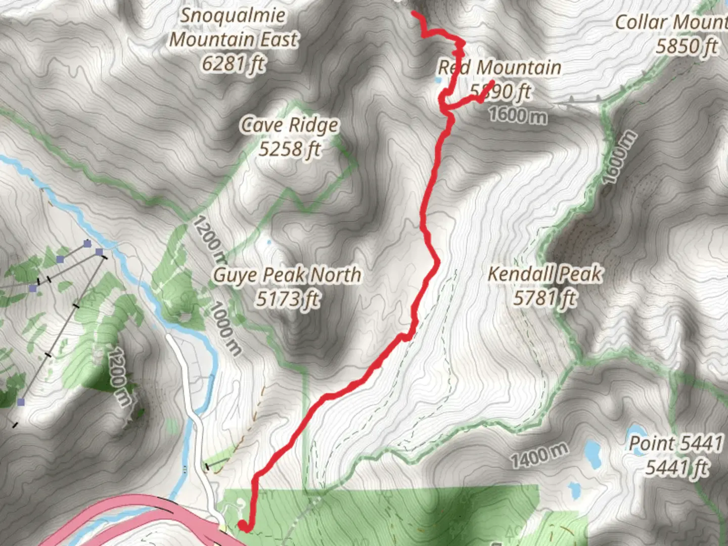 An image depicting the trail Red Mountain and Commonwealth Basin Trail and its surrounding area.