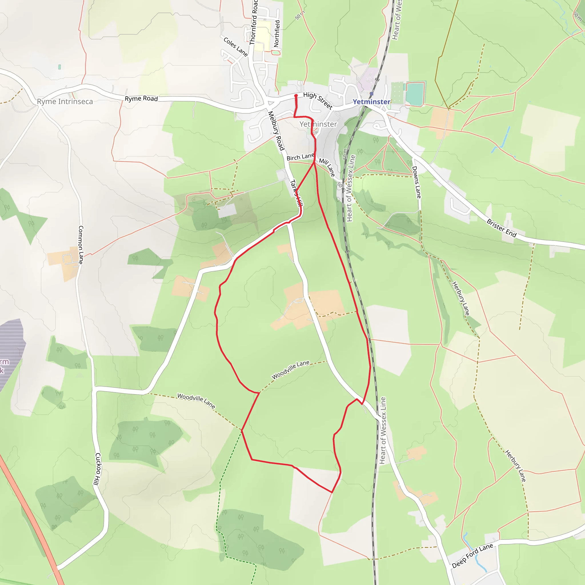 Yetminster and Macmillan Way mobile static map