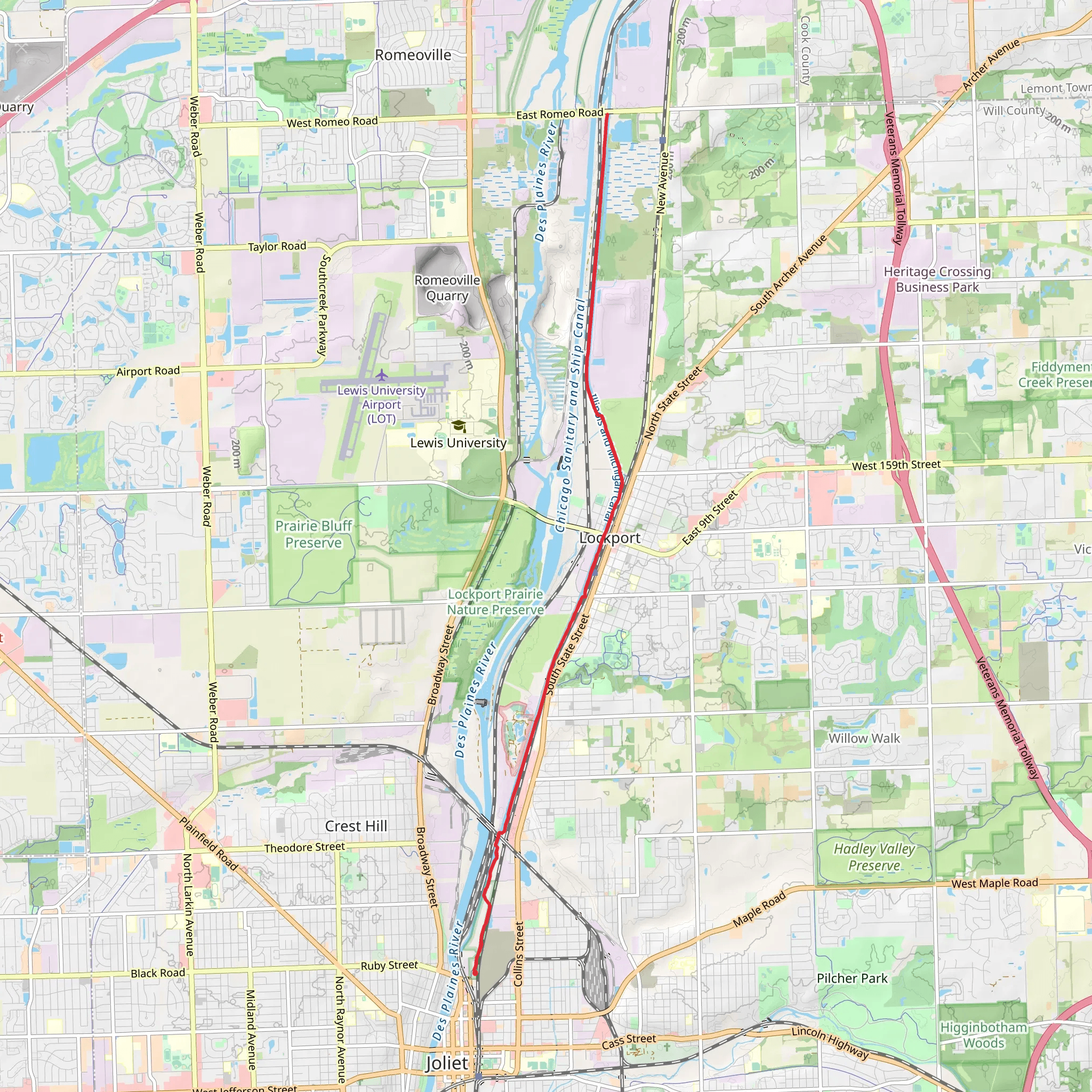 Illinois and Michigan Canal Trail from Columbia Street mobile static map