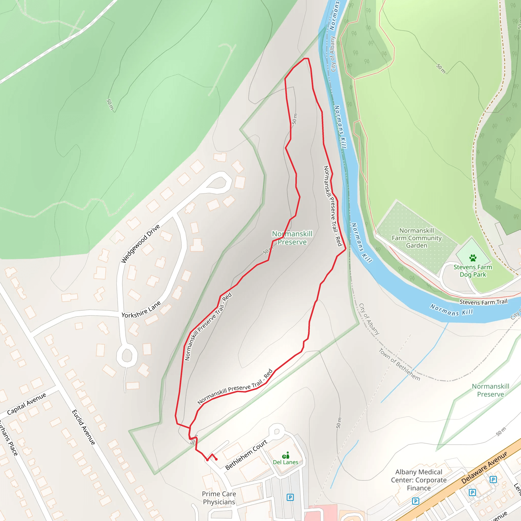 Normanskill Preserve Trailhead Loop mobile static map