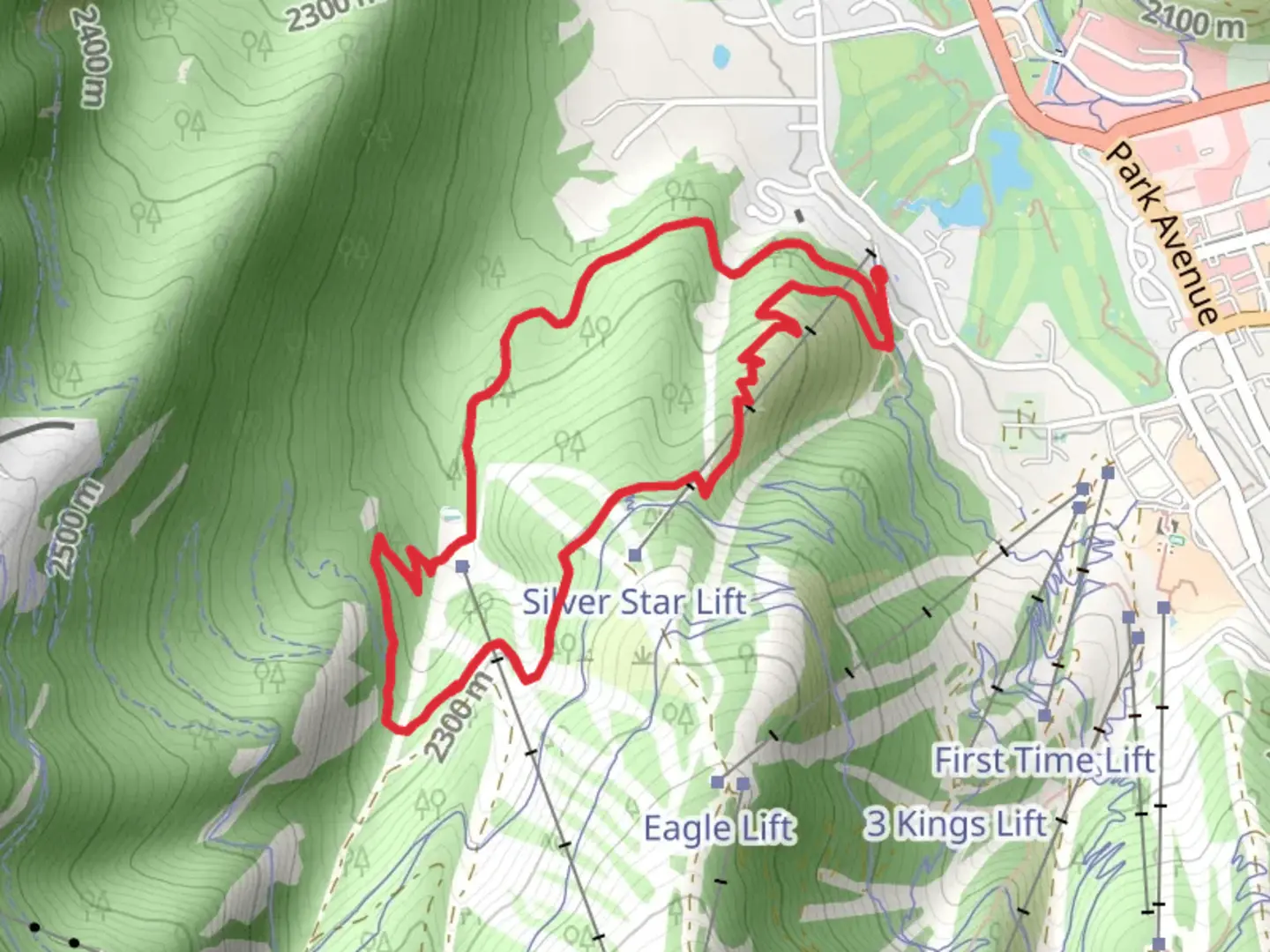 An image depicting the trail Dawns Trail and Armstrong Loop and its surrounding area.