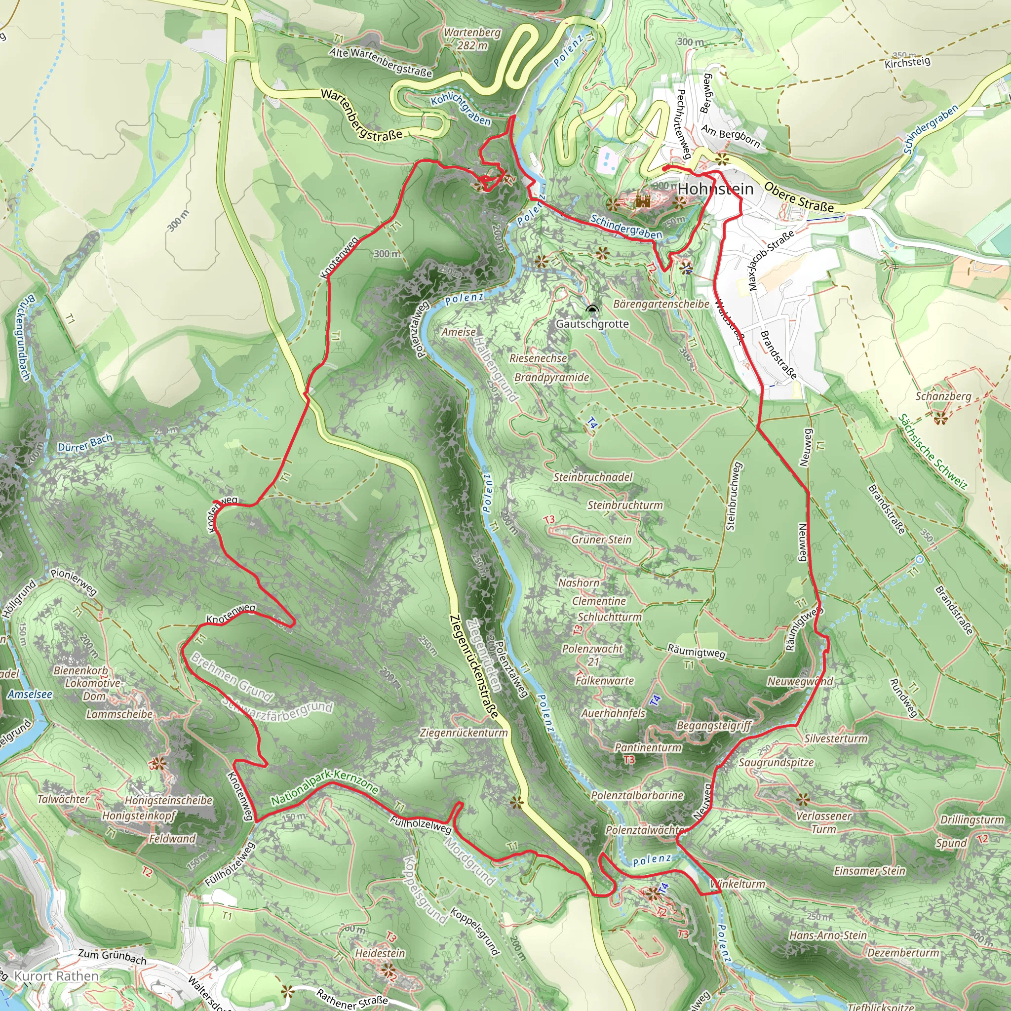 Polenz via Lehrpfad Hohnstein and Tk9 mobile static map