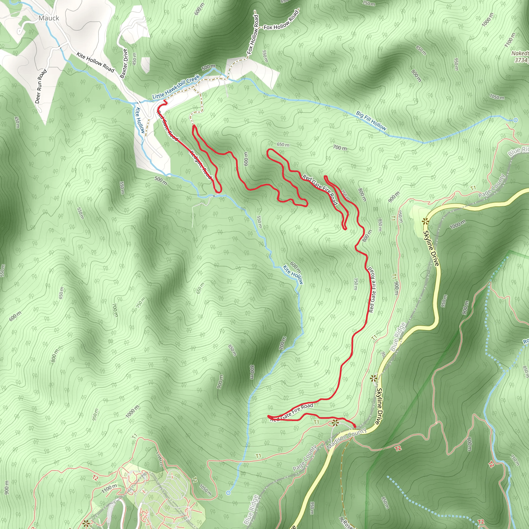 Red Gate Fire Road Trail mobile static map