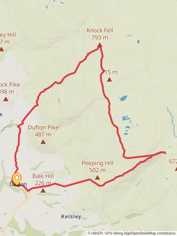 Knock Fell and High Cup Nick from Dufton mobile static map