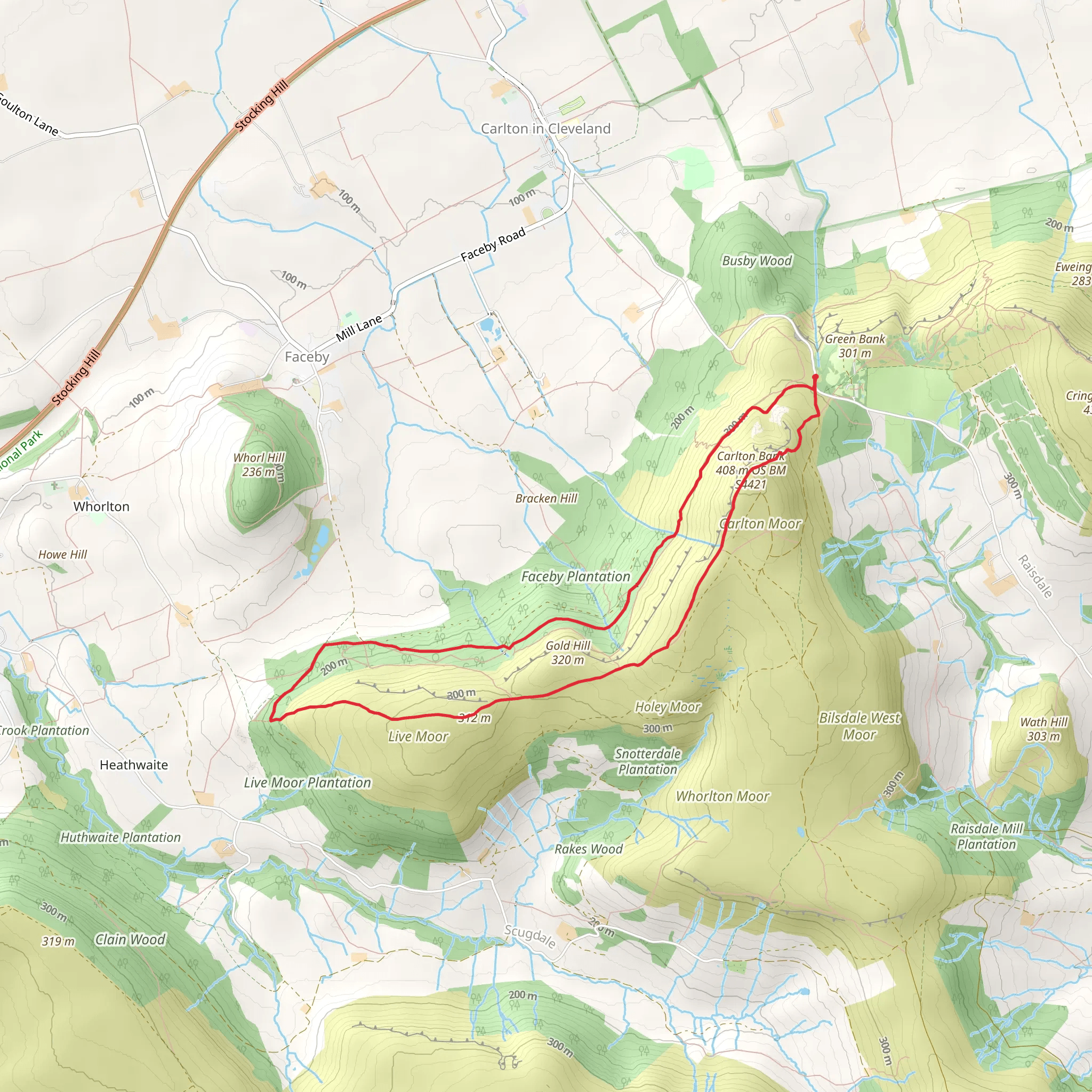 Carlton Bank and Live Moor via Cleveland Way mobile static map