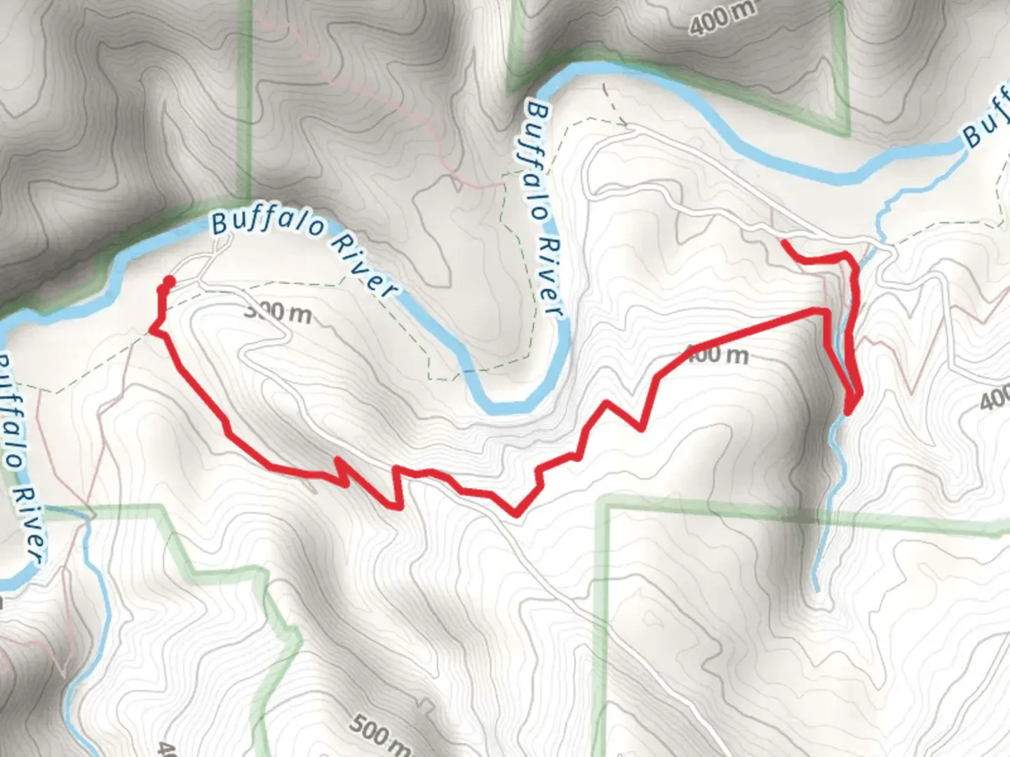 An image depicting the trail Buffalo River Trail - Buzzard Bluff and its surrounding area.