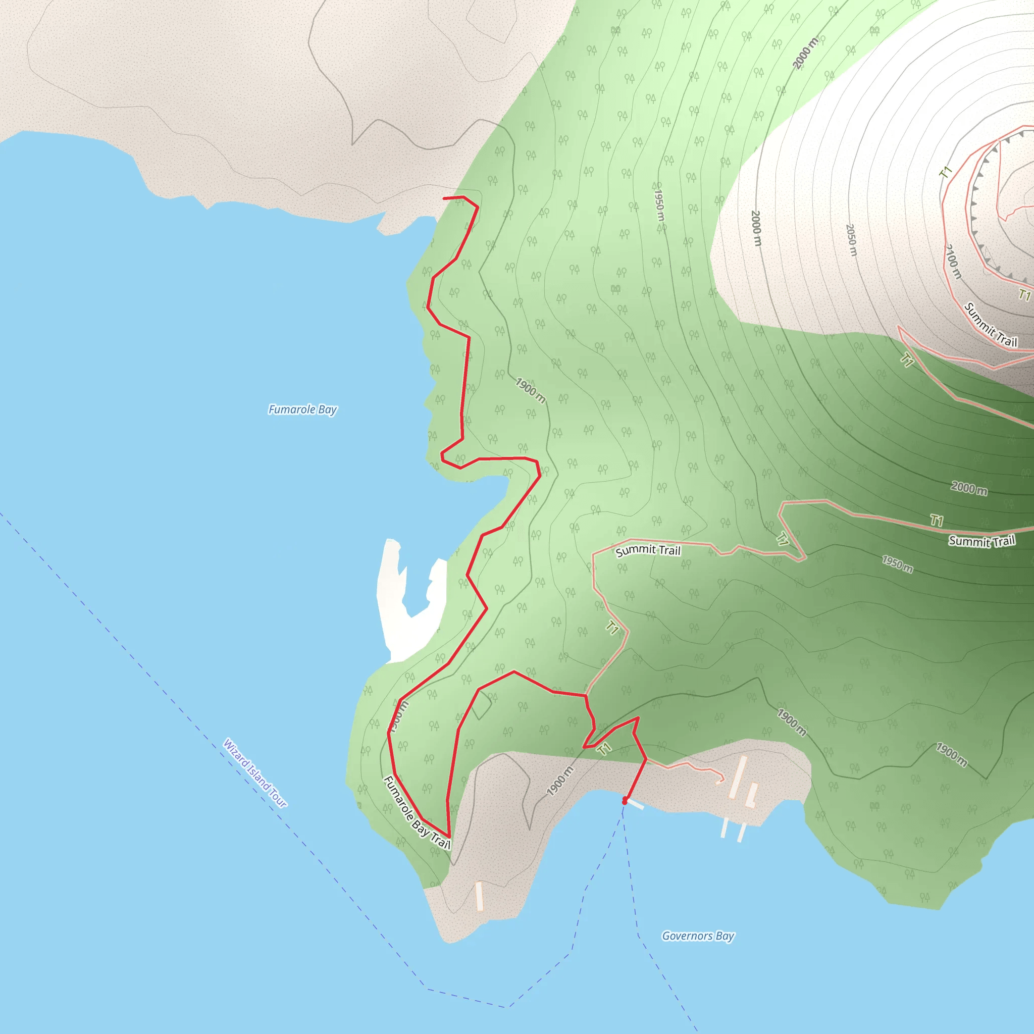 Fumarole Bay Trail mobile static map