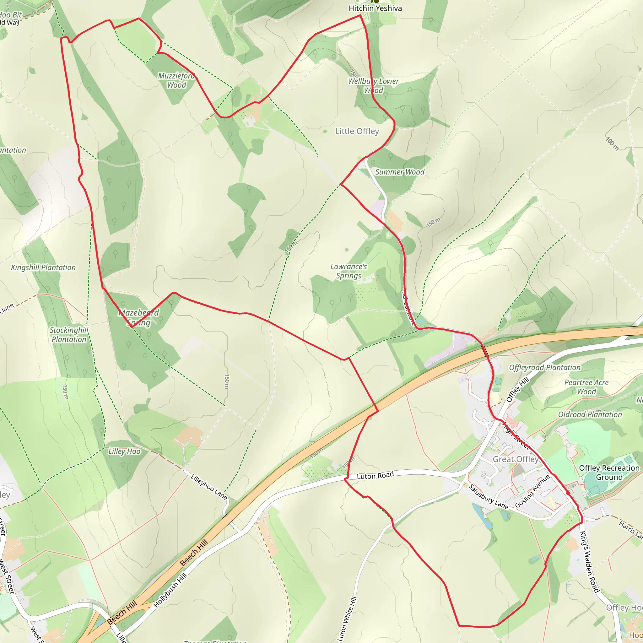 Mazebeard Spring and Little Offley Loop mobile static map