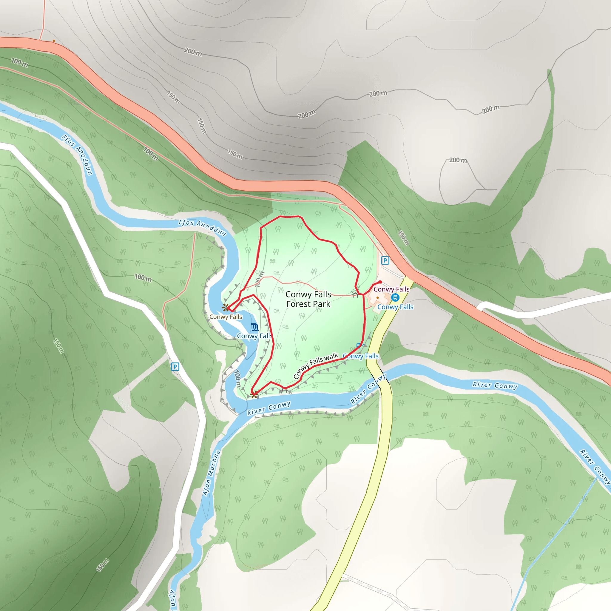 Conwy Falls Loop mobile static map