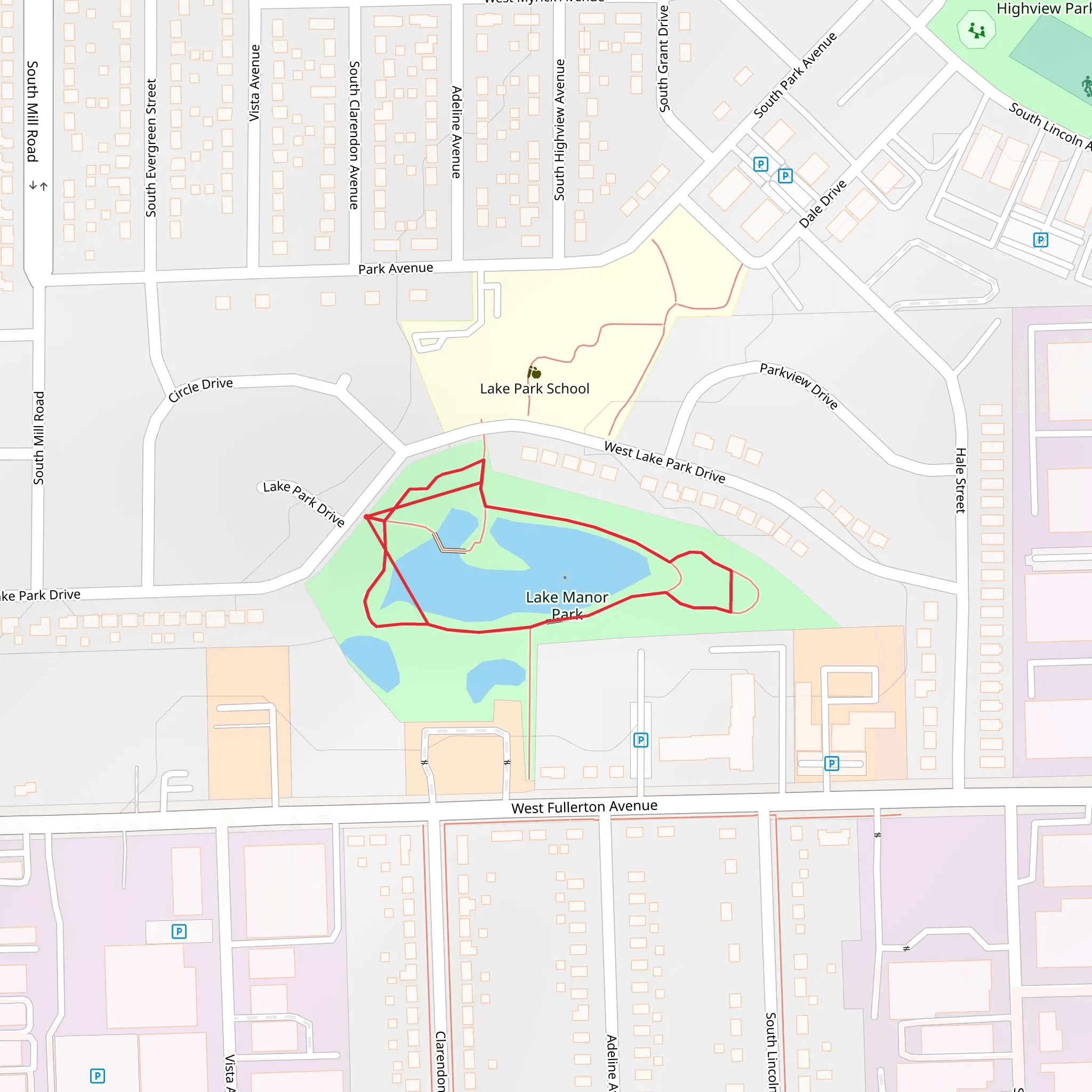 Lake Manor Park Loop mobile static map
