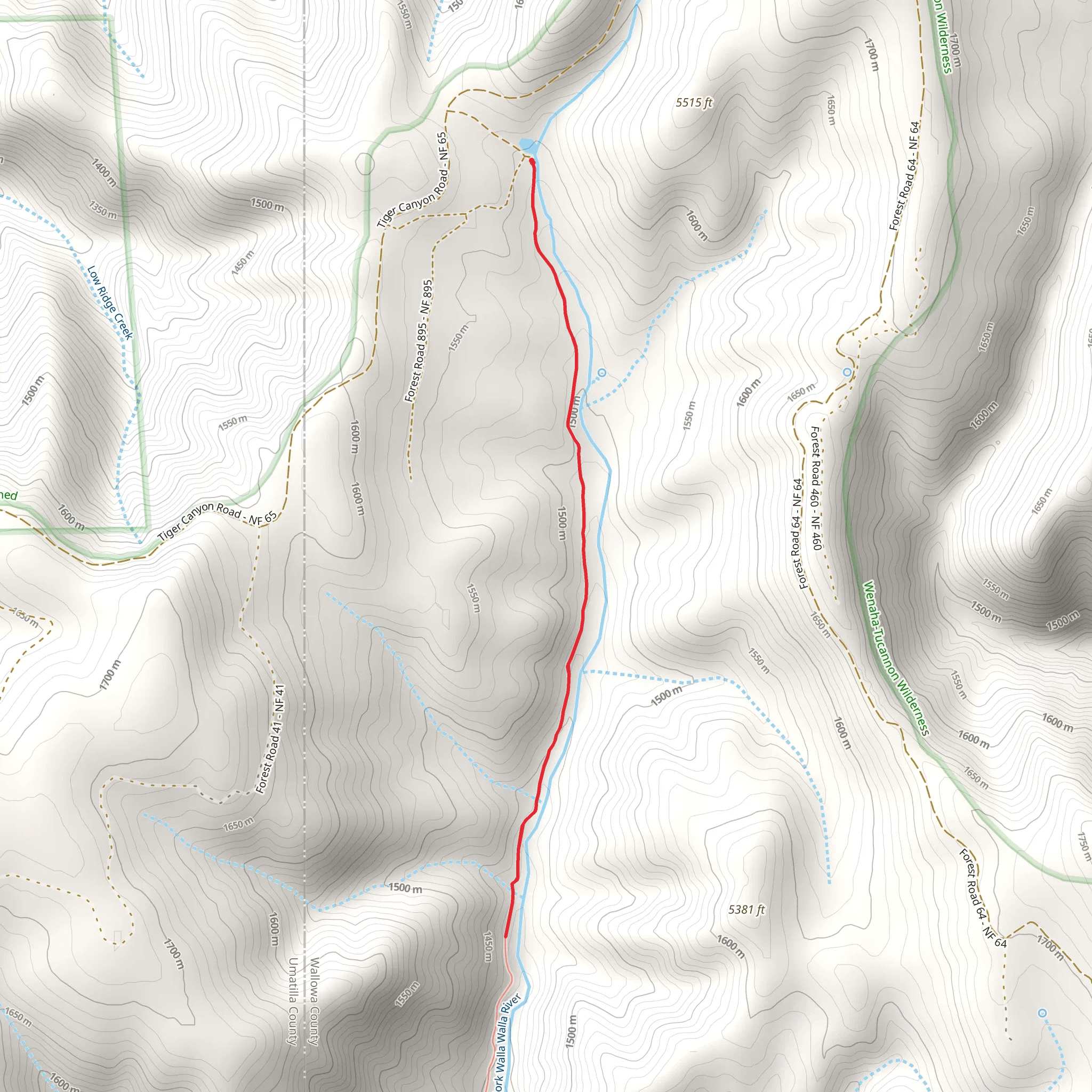 South Fork Walla Walla River mobile static map
