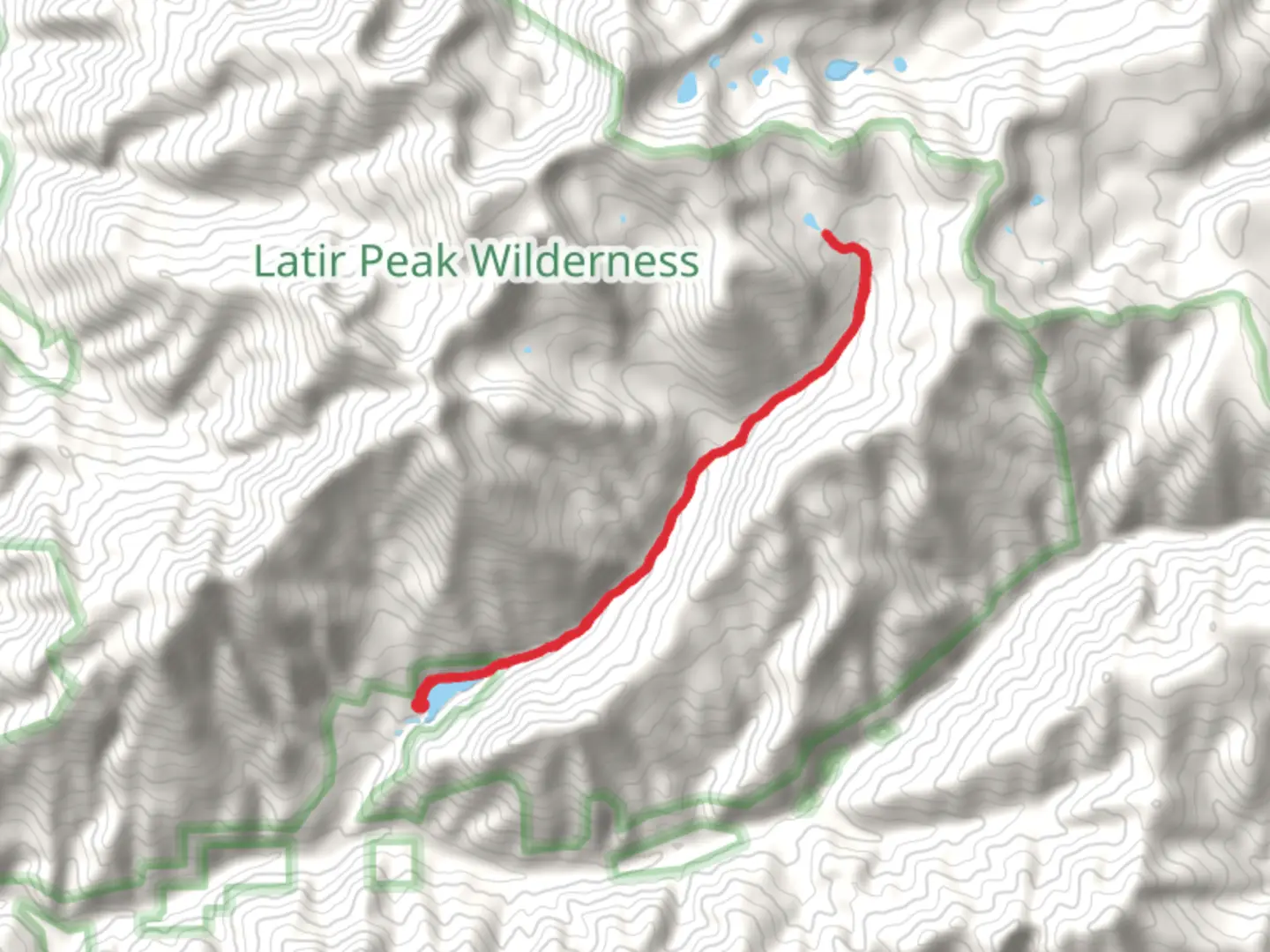 An image depicting the trail Lake Fork Out and Back and its surrounding area.