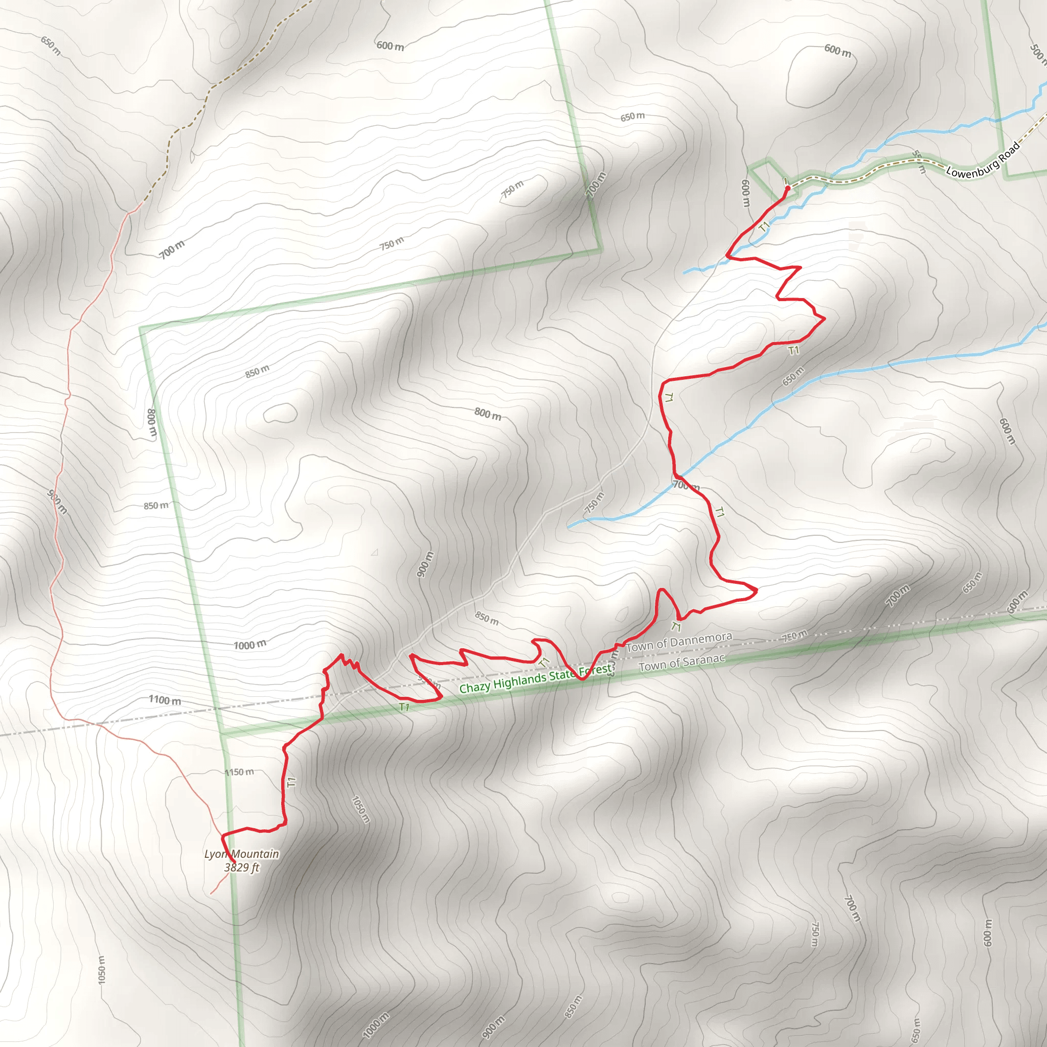 Lyon Mountain Trail mobile static map