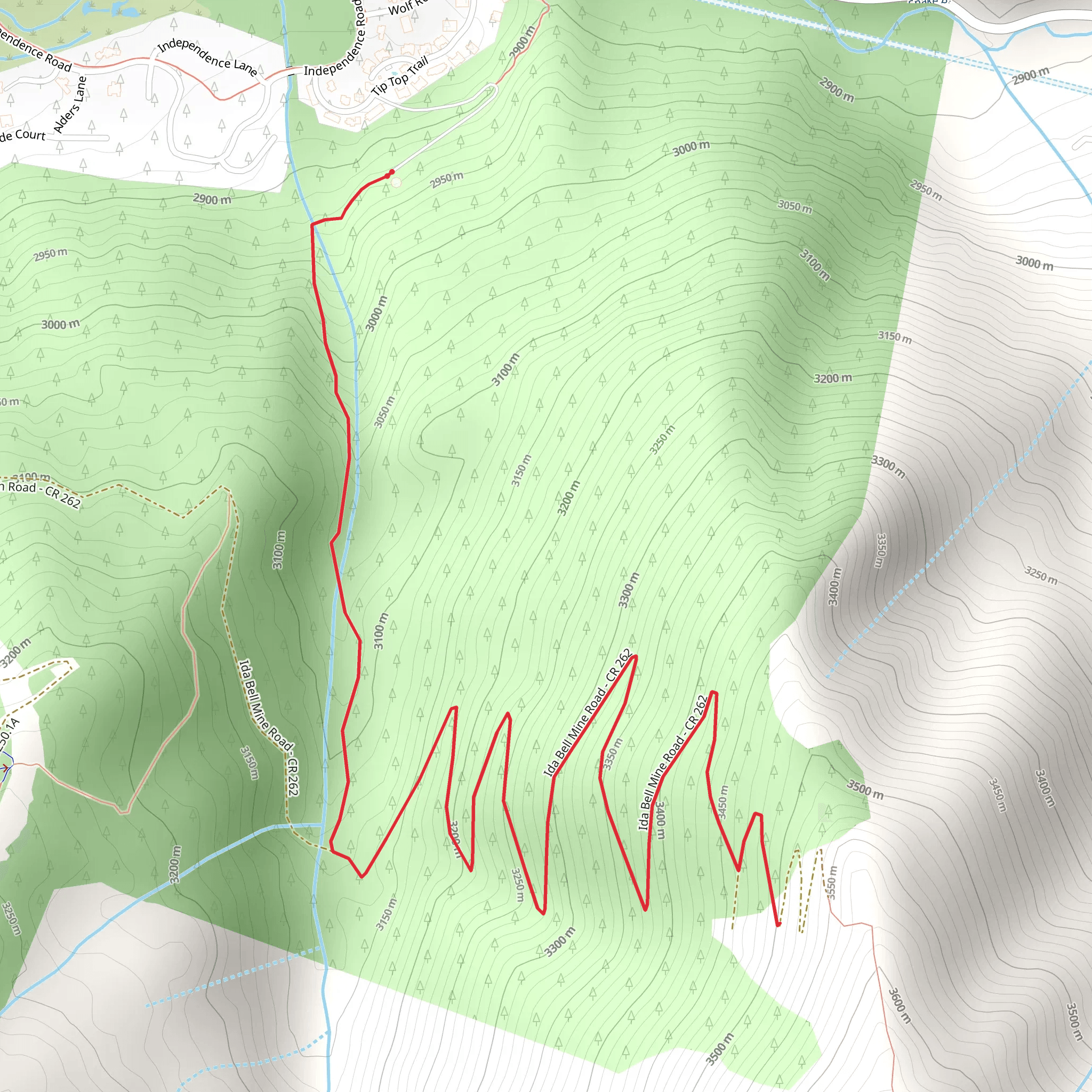 Ida Bell Mine Trail mobile static map
