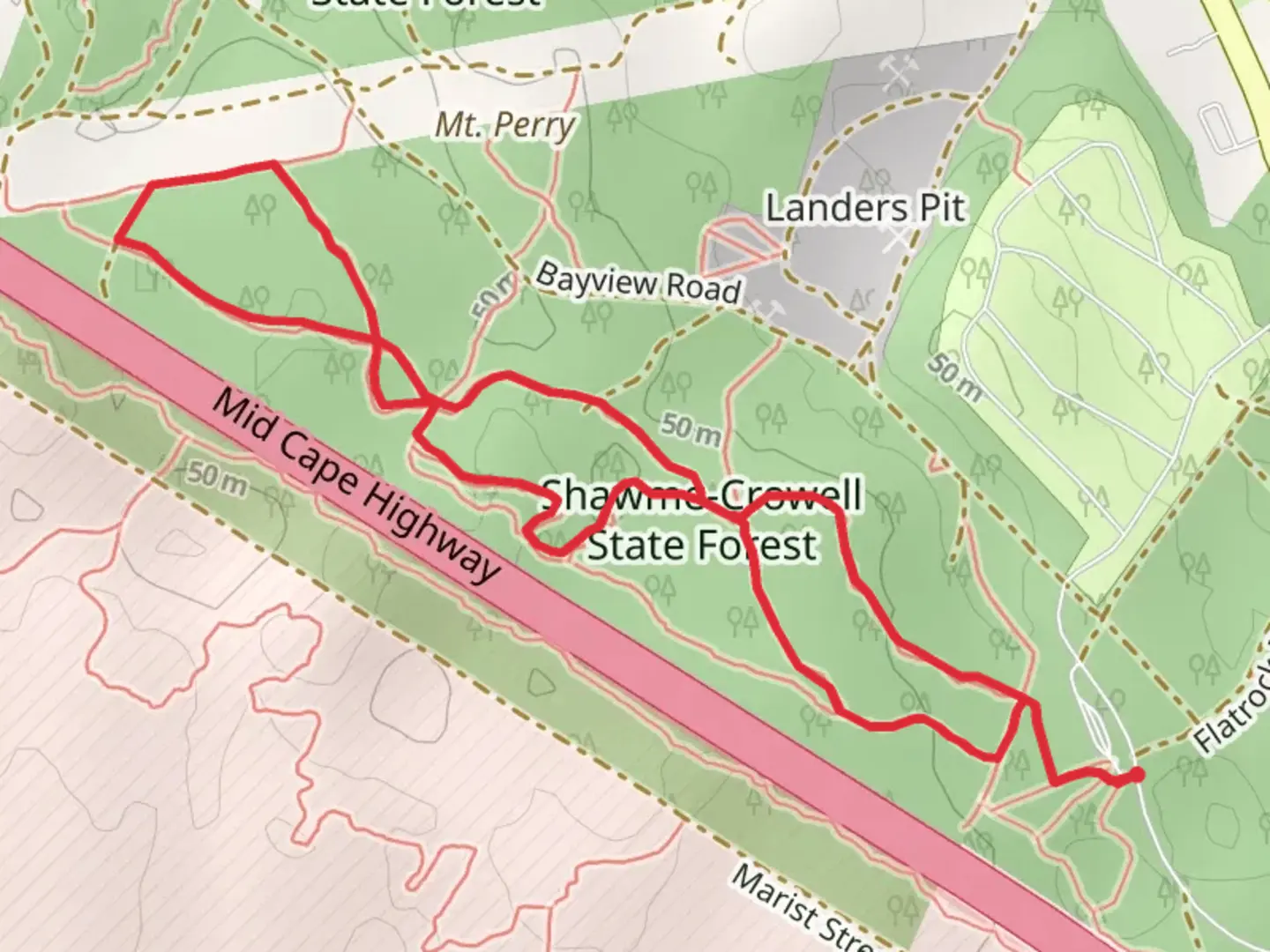An image depicting the trail Tilly's Turkey and Smokeys Passage Loop and its surrounding area.