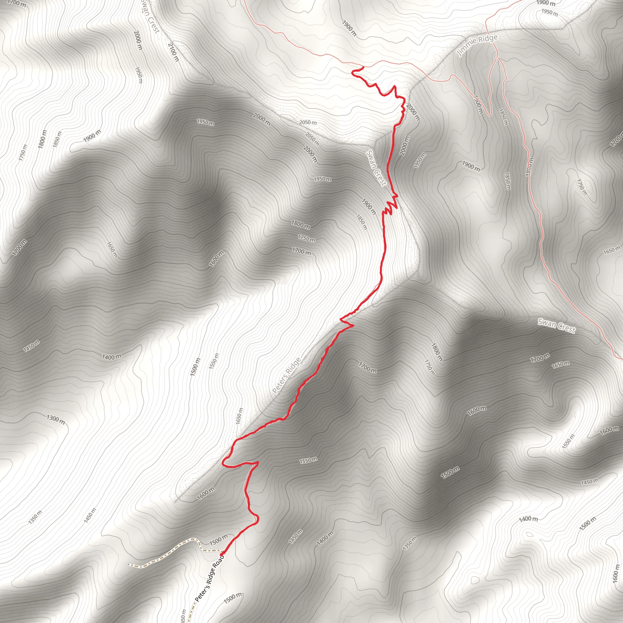 Peters Ridge Trail mobile static map