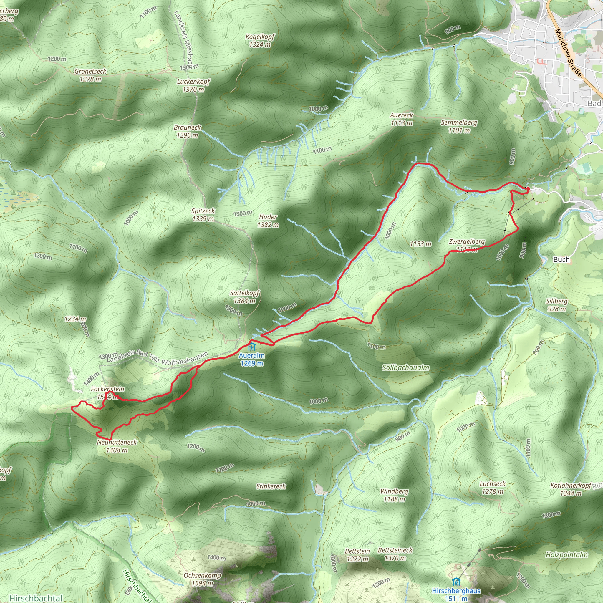 Fockenstein, Neuhüttenalm and Zwergelberg Loop mobile static map