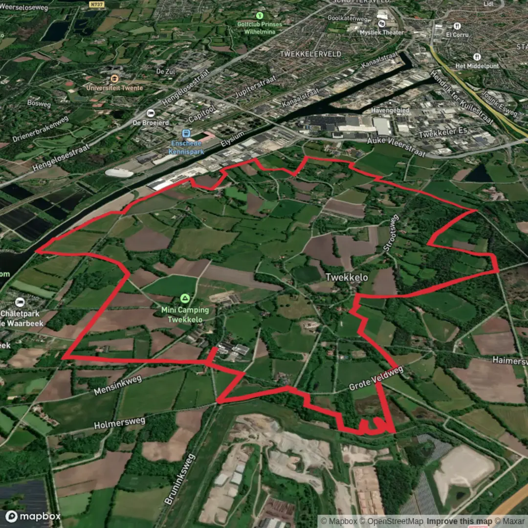 An image depicting the trail Rondje Hengelo and Rondje Enschede Loop and its surrounding area.