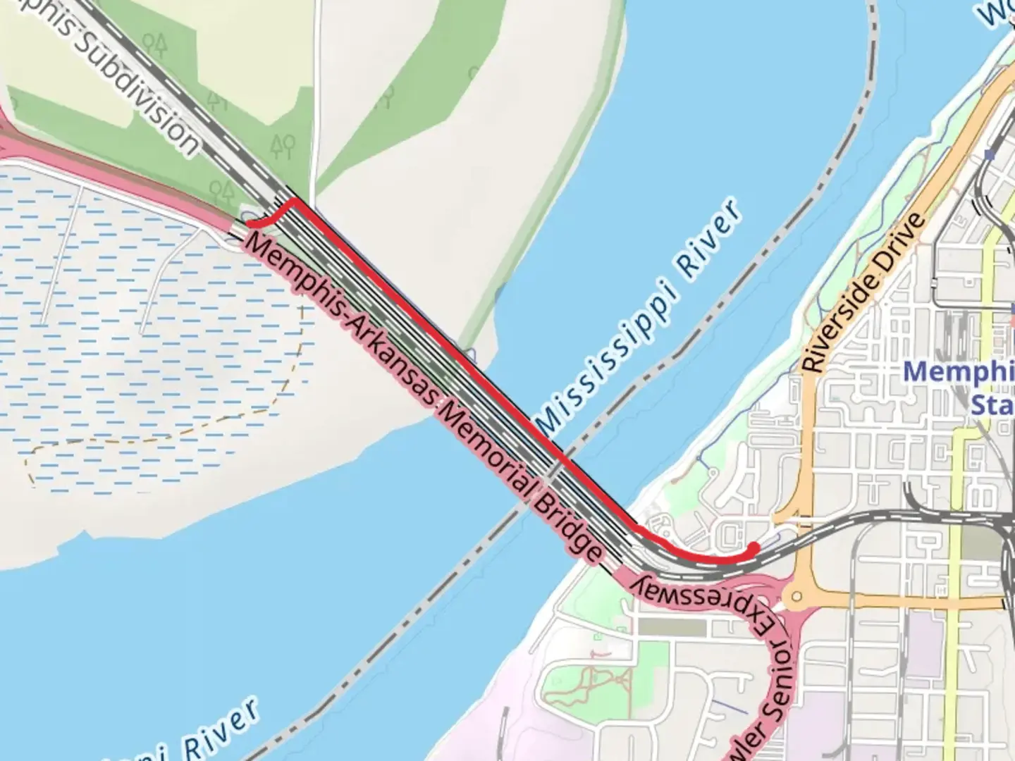 An image depicting the trail Big River Crossing and its surrounding area.